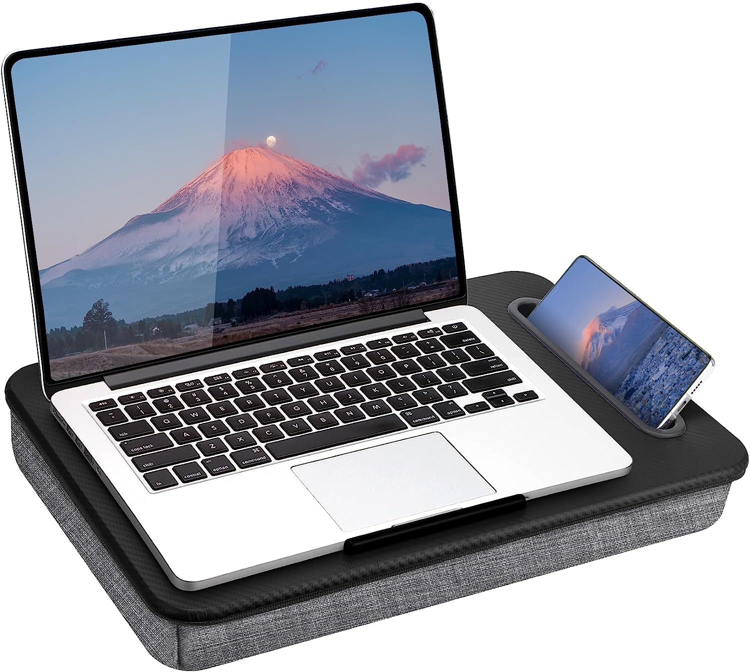 SEDISON Laptop Lap Desk Portable Laptop Table Stand for Bed with Device Ledge and Phone Holder Black Laptop Cushion Fits up to 15.6 Inch Laptops, Home Office Laptop Accessories