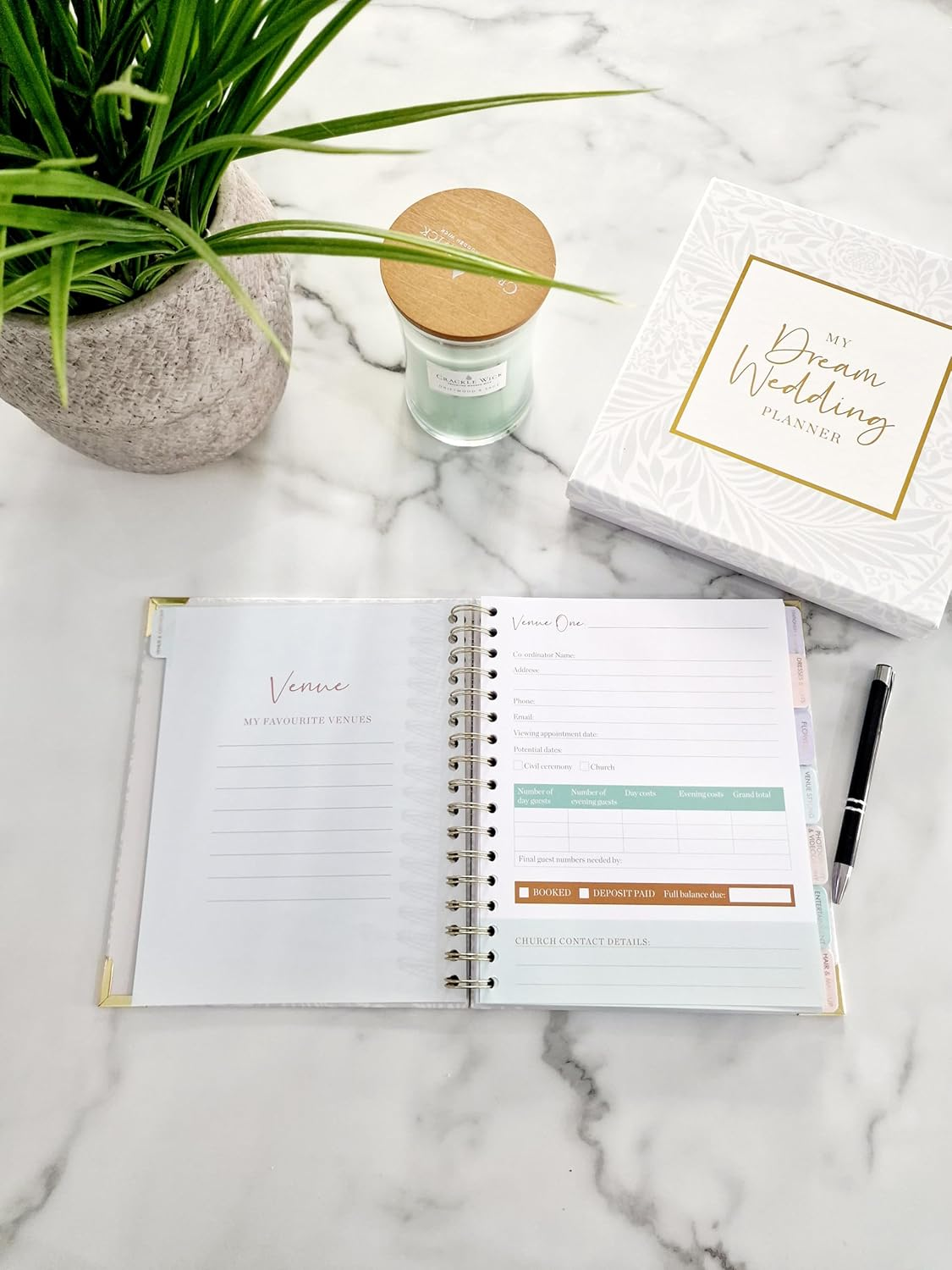 Award Winning 2025 | Luxury White & Gold UK Wedding Planner Book Organiser | Engagement Gift for Brides & Grooms | a Beautiful Complete Organiser Diary with Matching Gift Box & Smartphone App image number 2