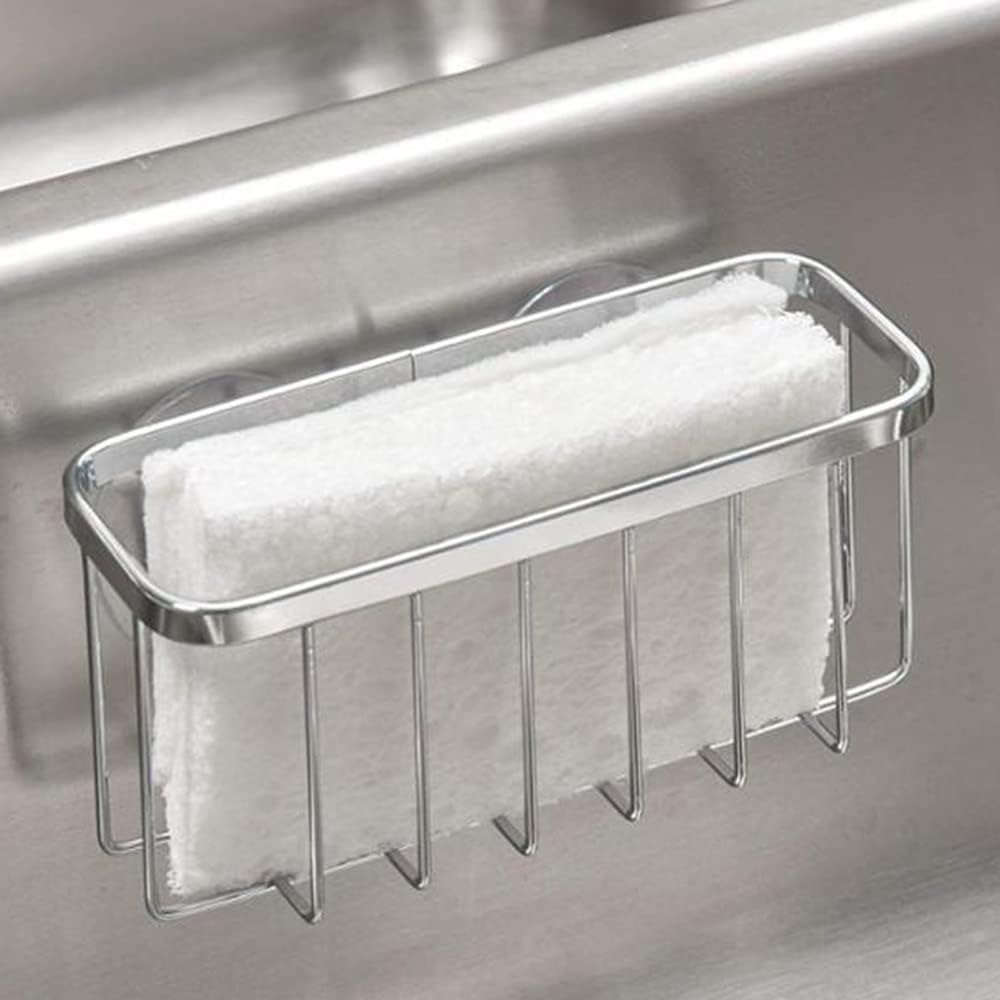 Sponge Holder, Kitchen Sink Caddy, Rustproof & Durable Sink Organizer Brush Soap Dishwashing Liquid Drainer Basket (14.5 Cm)