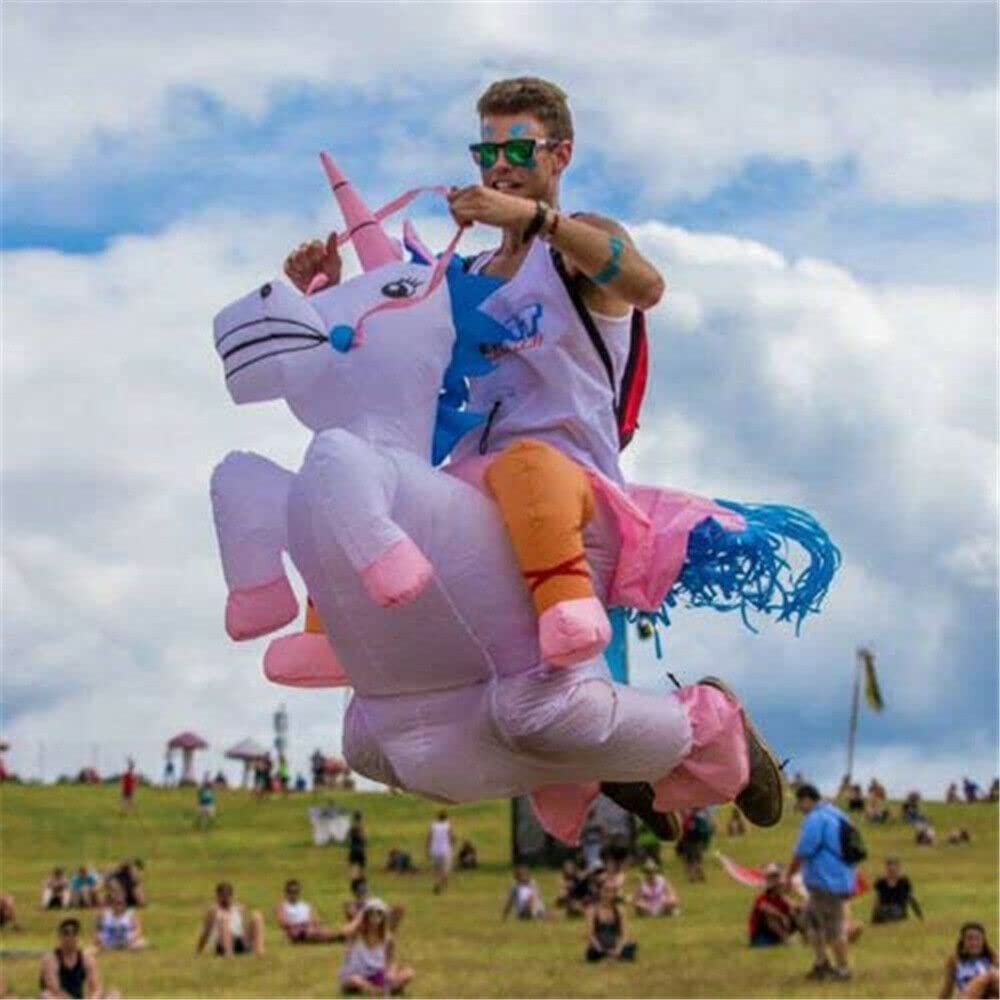 Inflatable Unicorn Costume Suit Adult Ride Novelty Fancy Dress Party Outfit Fan Novelty Cosplay Suit, One Size Fits All image number 2