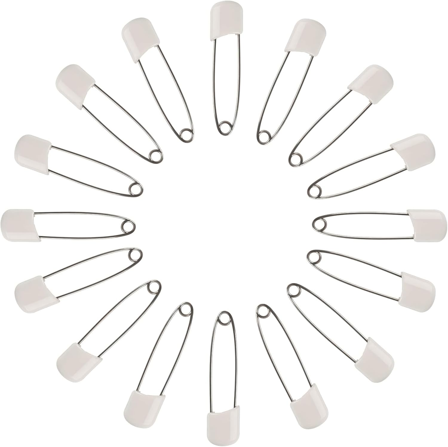 Nappy Safety Pins,100 PCS Plastic Head Cloth Diaper Pin Stainless Steel Lock Diaper Pins Craft Sewing Baby Safety Pin for Clothes Dress Craft Hold Clip image number 5