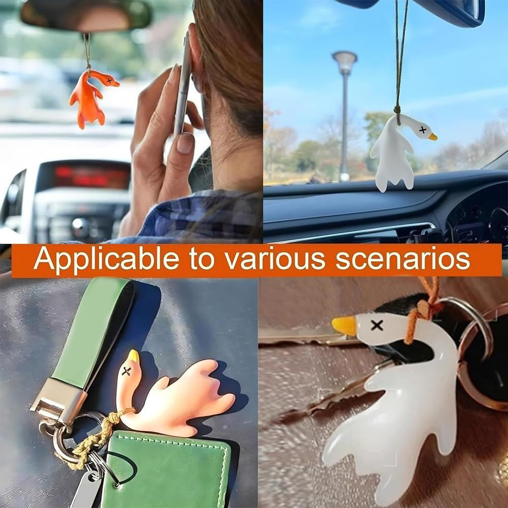 Duck Car Accessories 12-Pack - UV Color Changing Roast Duck Shape Pendant with Temperature Reminder, Fun Sunscreen Tester for Car Mirror, Bicycle, Indoor & Outdoor Decoration