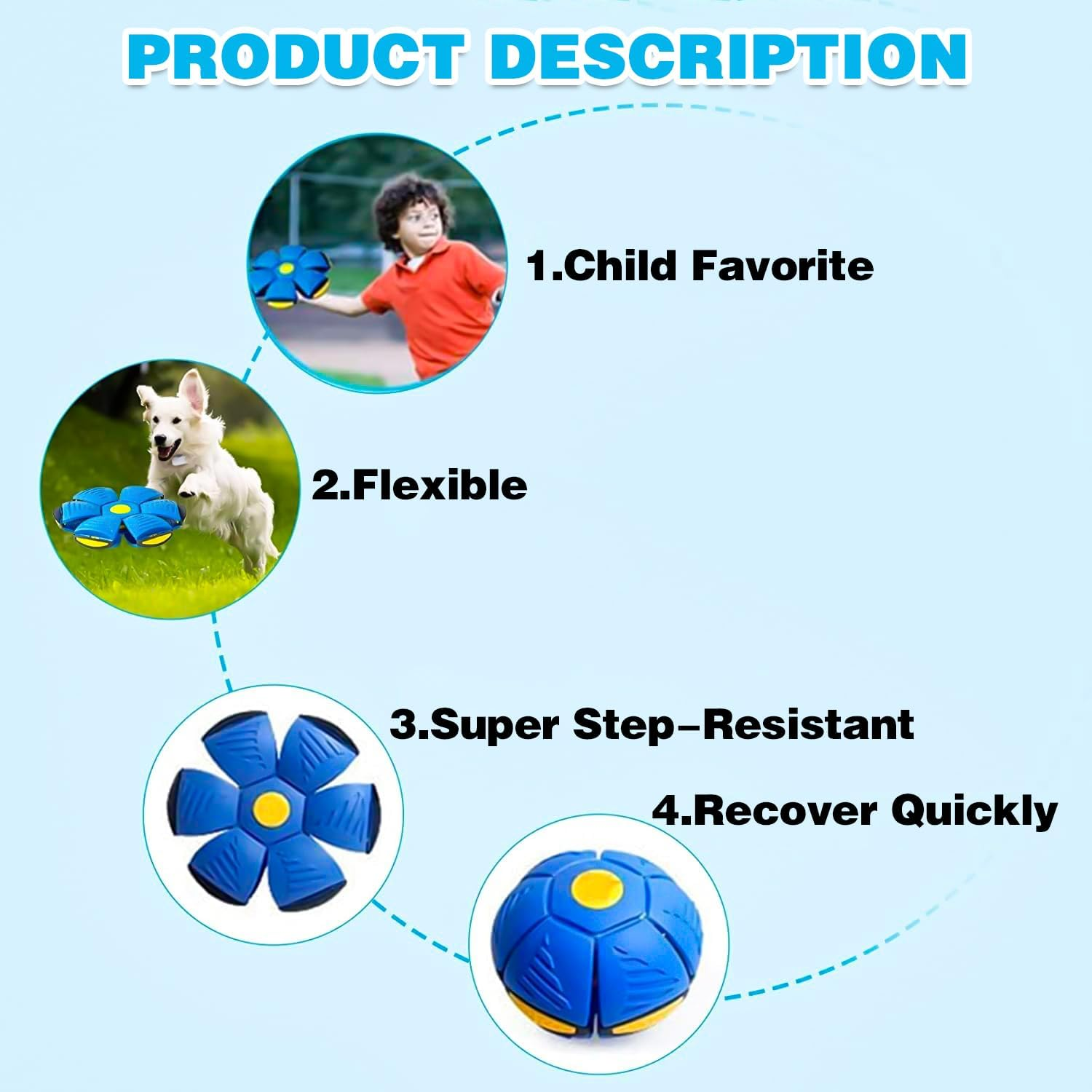 Pet Toy Frisbee Ball, Flying Saucer Ball Toy for Dogs, Flying Ball for Dogs, Pet Toy Frisbee Ball Dog, Flying Ball, Premium Dog Ball for Throwing, Catching, Playing image number 6