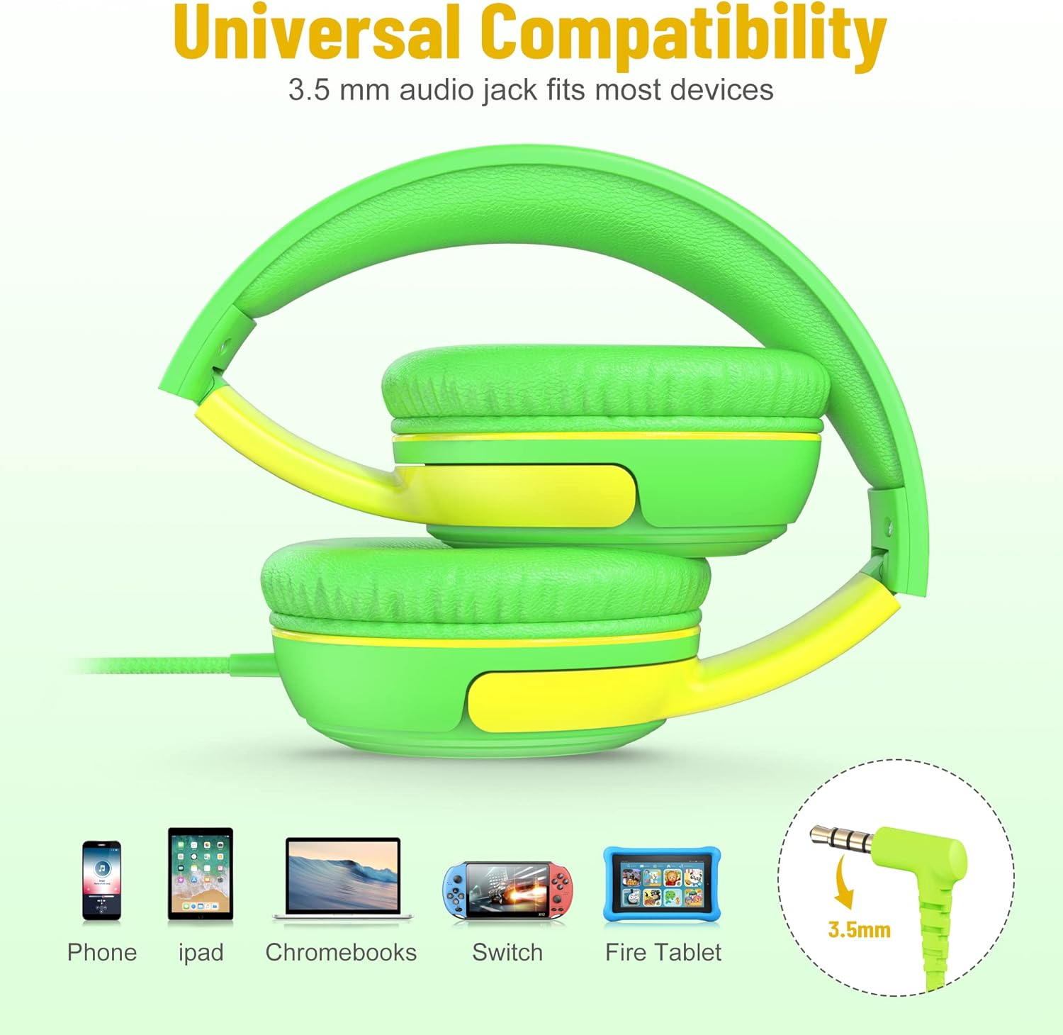 Rockpapa Share 1 Kids Headphones, Wired Headphones with Microphone, 85/94Db Volume Limited, Sharing Function, Foldable, Adjustable, Childrens Headphones over Ear for School/Travel/Phone/Pc/Mp3 - Black/Grey image number 5