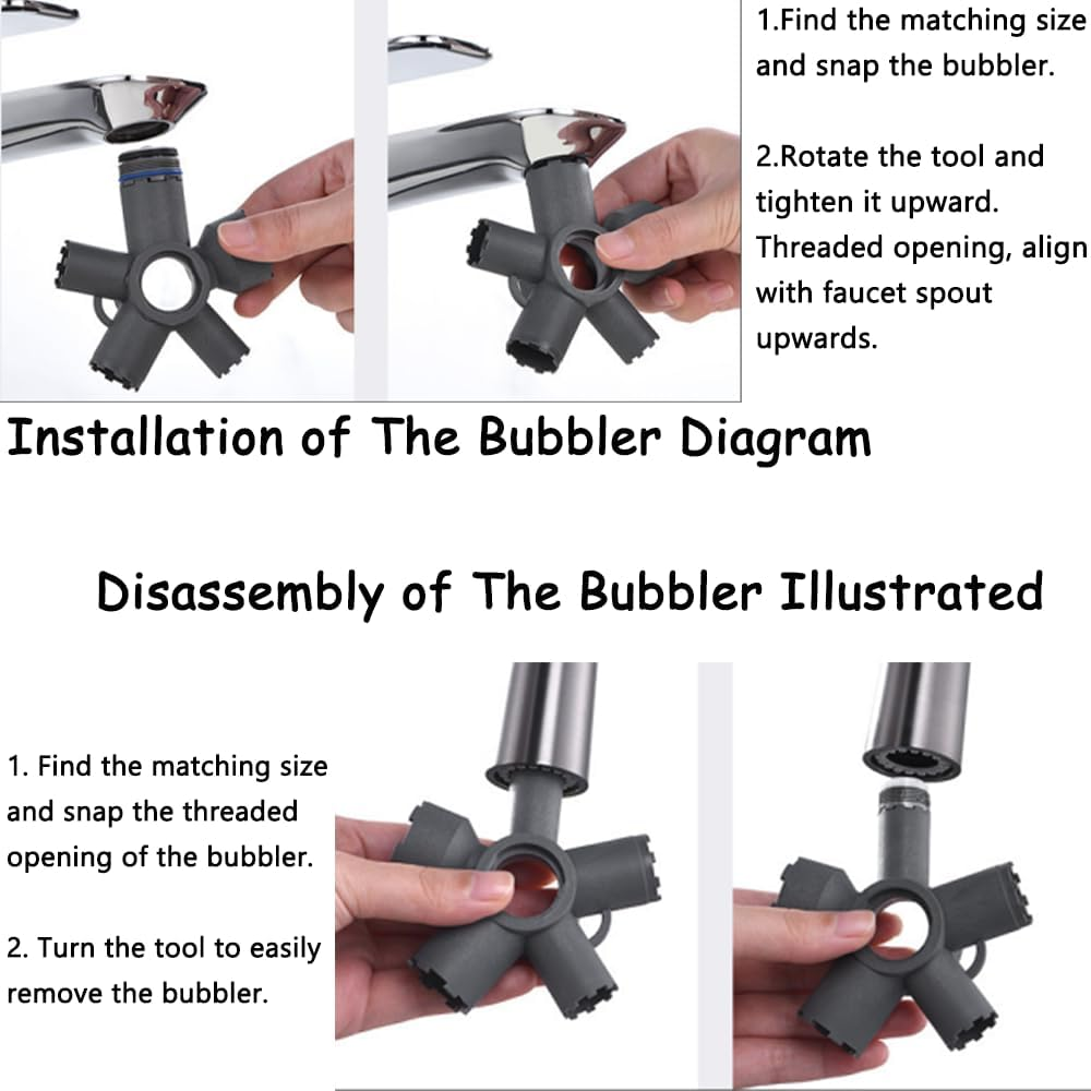 10-In-1 Universal Faucet Aerator Removal Tool,Compatible with M28 M24 M22 M21.5 M18.5 M16.5 Standard & Hidden Aerators,Non-Slip Bubbler Replacement Key for Sink, Kitchen, Bathroom & Outdoor Faucets image number 6