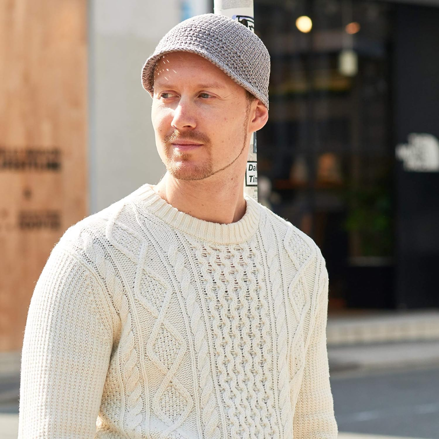 CHARM Mens Kufi Beanie Hat - Billed Skull Cap Cotton Chemo Hat Sensitive Skin - Grey image number 5