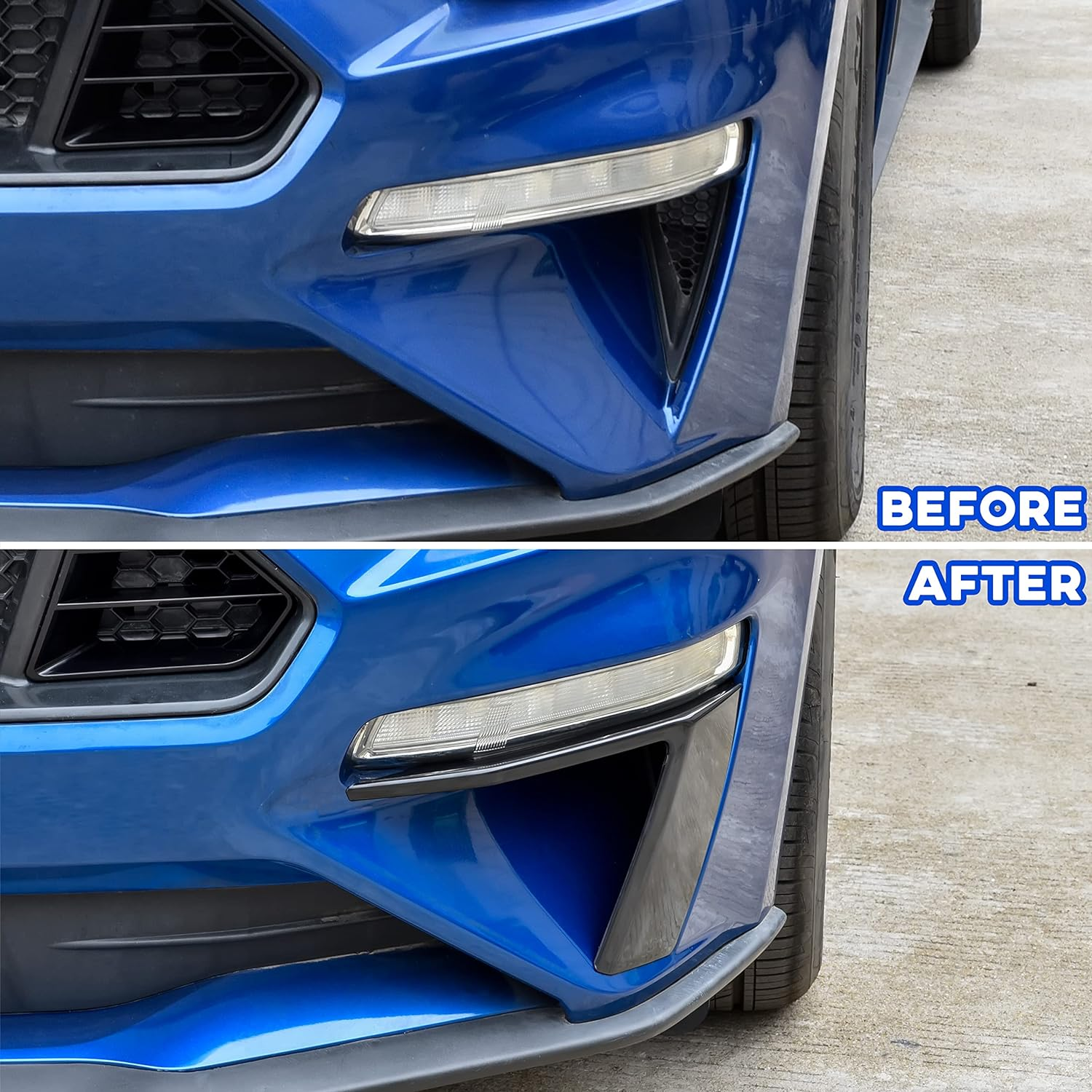 KEWISAUTO Front Bumper Cover Pocket Accents for Ford Mustang 2018-2023, Fog Lamp Vent Canard Strip Eyelid Trim Eyebrow Daytime Headlight Cover Accessories image number 3