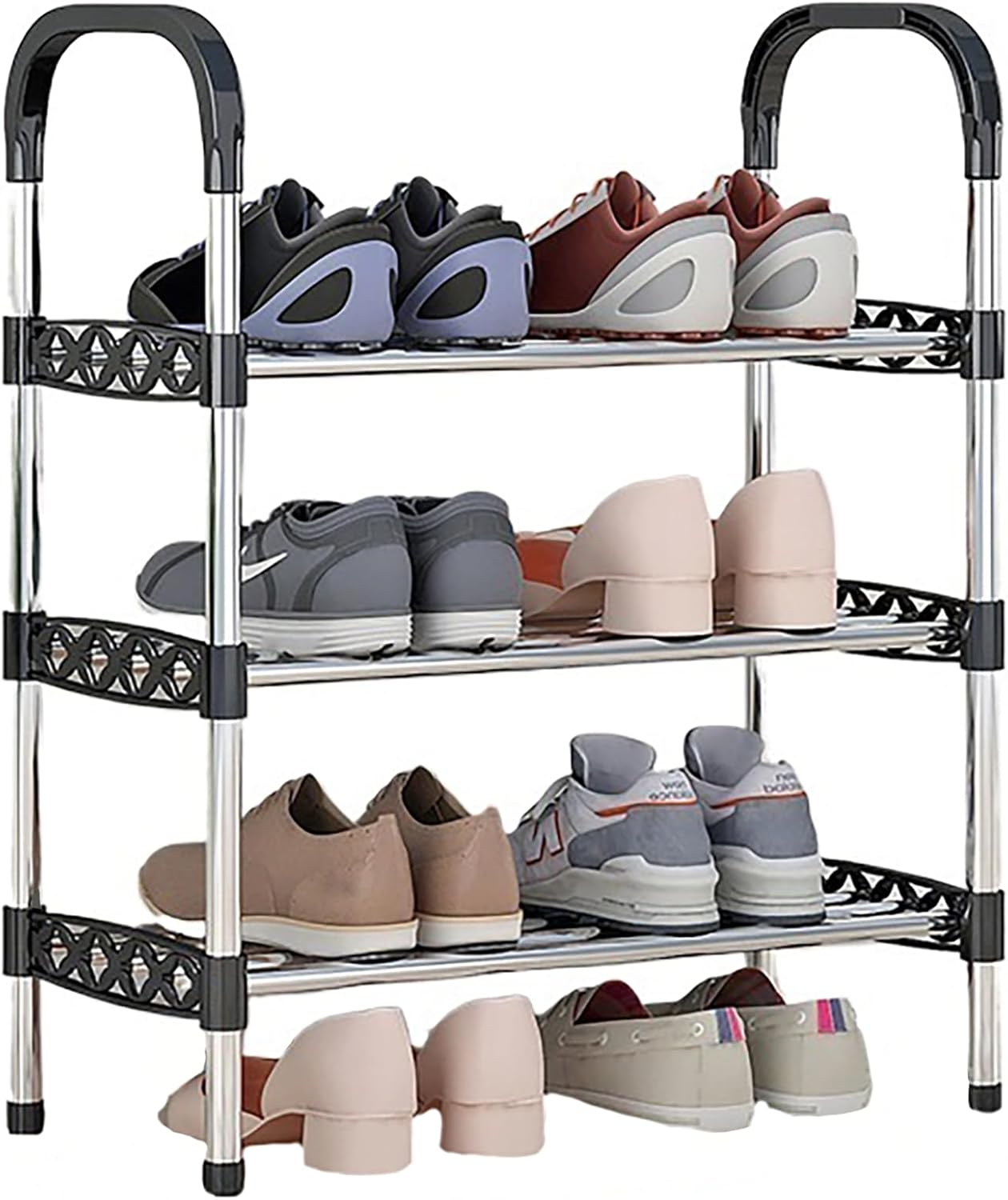 LIANGWEI 3 Tier Small Shoe Rack,Shoe Rack Storage Organizer,Shoe Storage,Narrow Shoe Rack,Suitable for Closet Entryway Hallway Bedroom Dormitory Rental House Balcony Space-Saving (Quick Assembly) image number 1