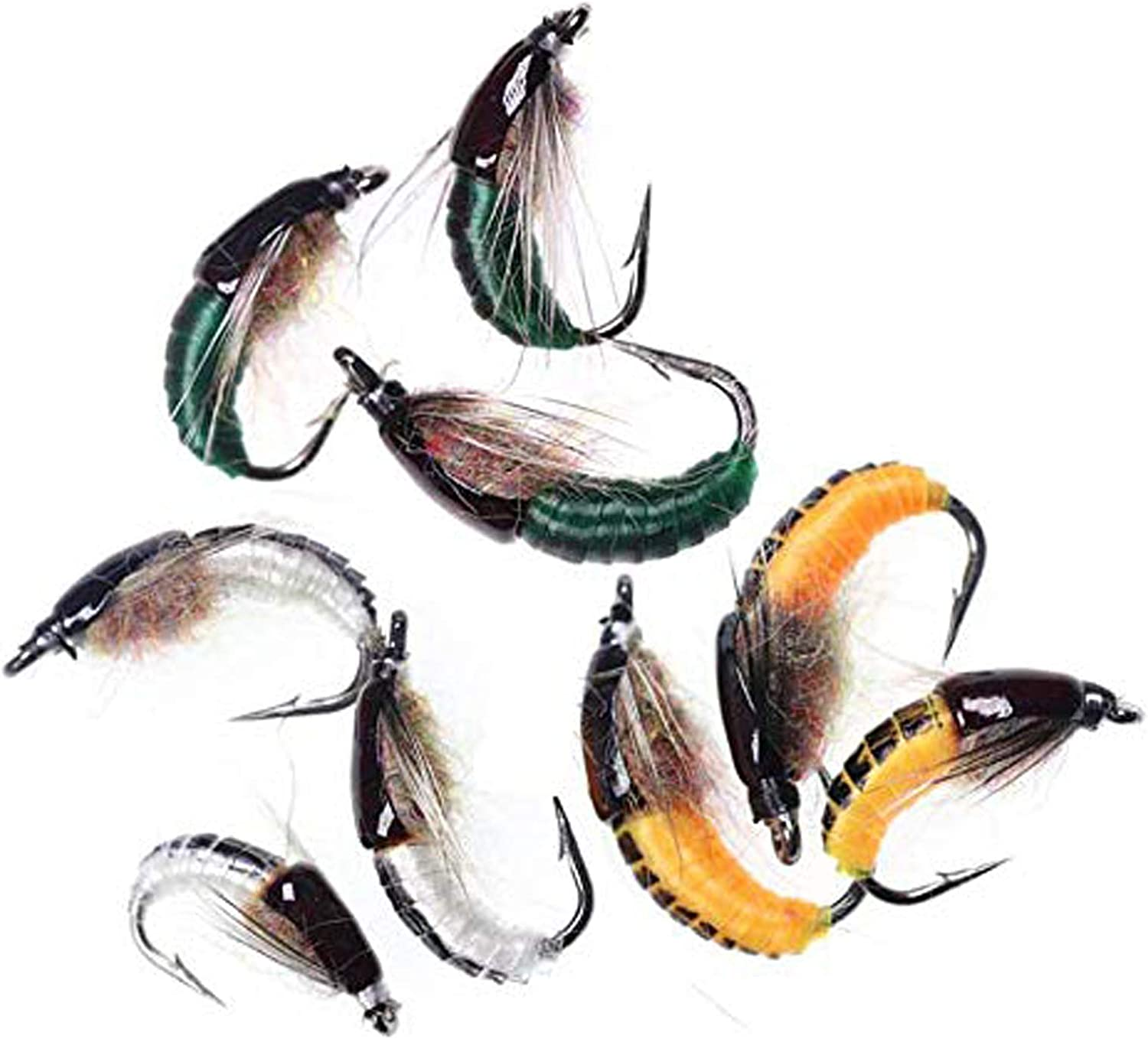 Greatfishing Super Sturdy Realistic Nymph Scud Flies, Popper Flies for Trout Nymph Beadhead Fishing Wet Assortment Flies Bug Worm Scud Looking