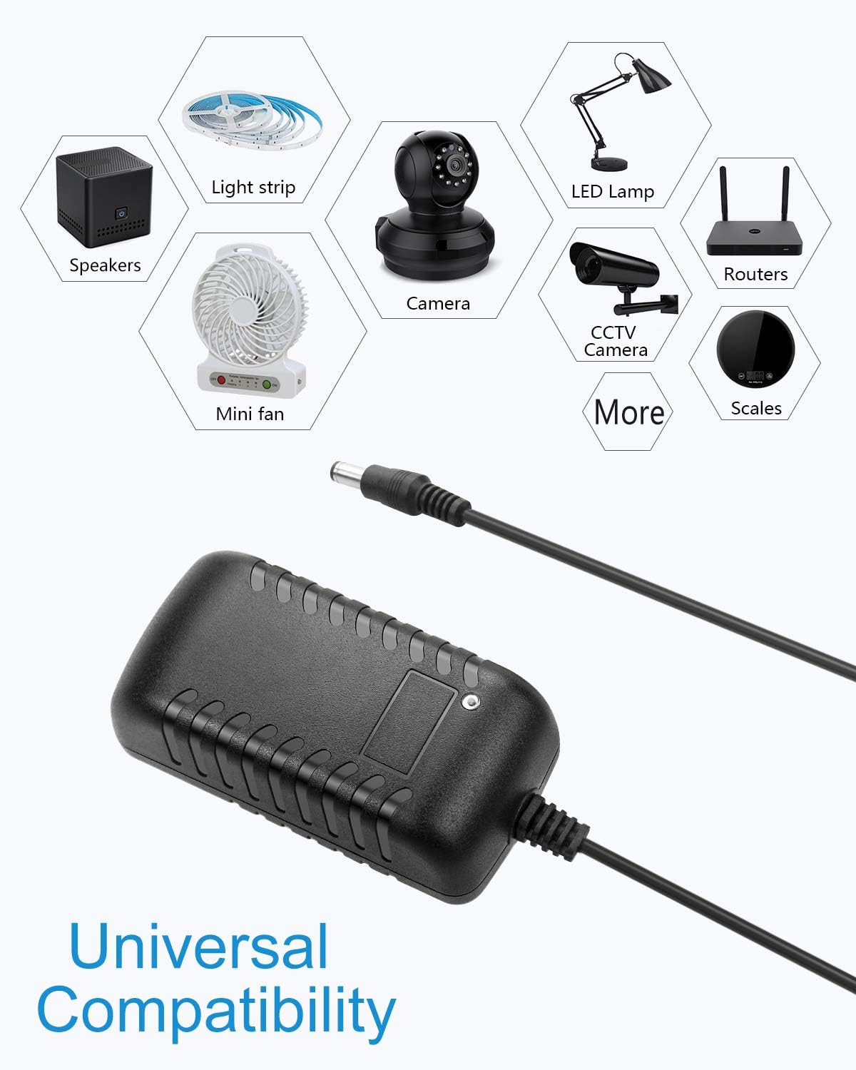 ALITOVE 24V 1A 24W DC Power Supply Adapter 220~240V AC to DC 24 Volt 1 Amp Converter 24 Vdc 1000Ma 800Ma 600Ma 400Ma 200Ma with 5.5Mm X 2.5Mm 2.1Mm Plug for LED Strip Light CCTV Camera DC Pump image number 2
