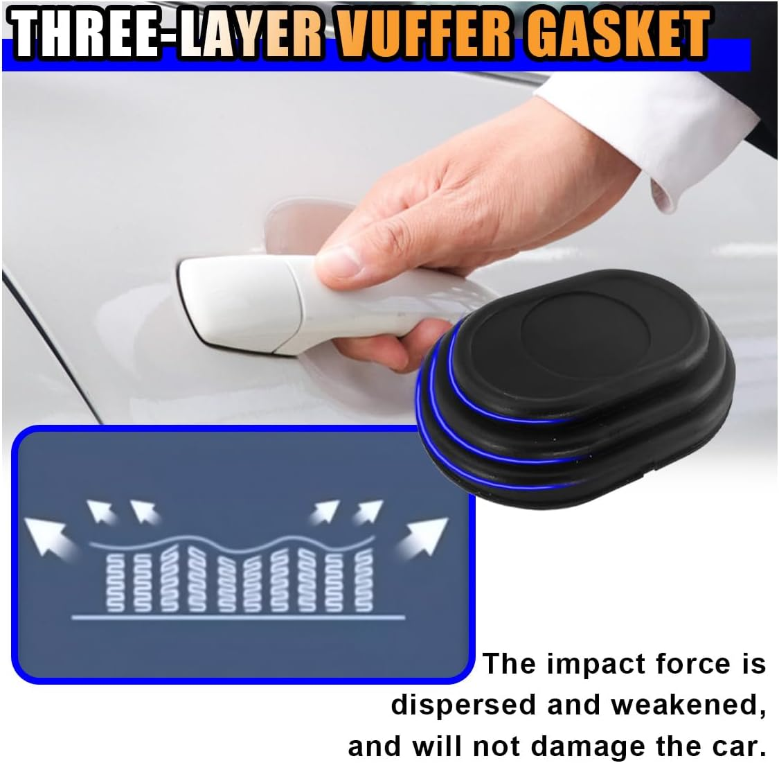 16PCS Car Door Shock Absorber, Silicone Anti-Collision Side Door Protection Sticker, Self Adhesive Car Slam Stopper Bumper Protector, Auto Soundproof Crash Pad for SUV Truck image number 1