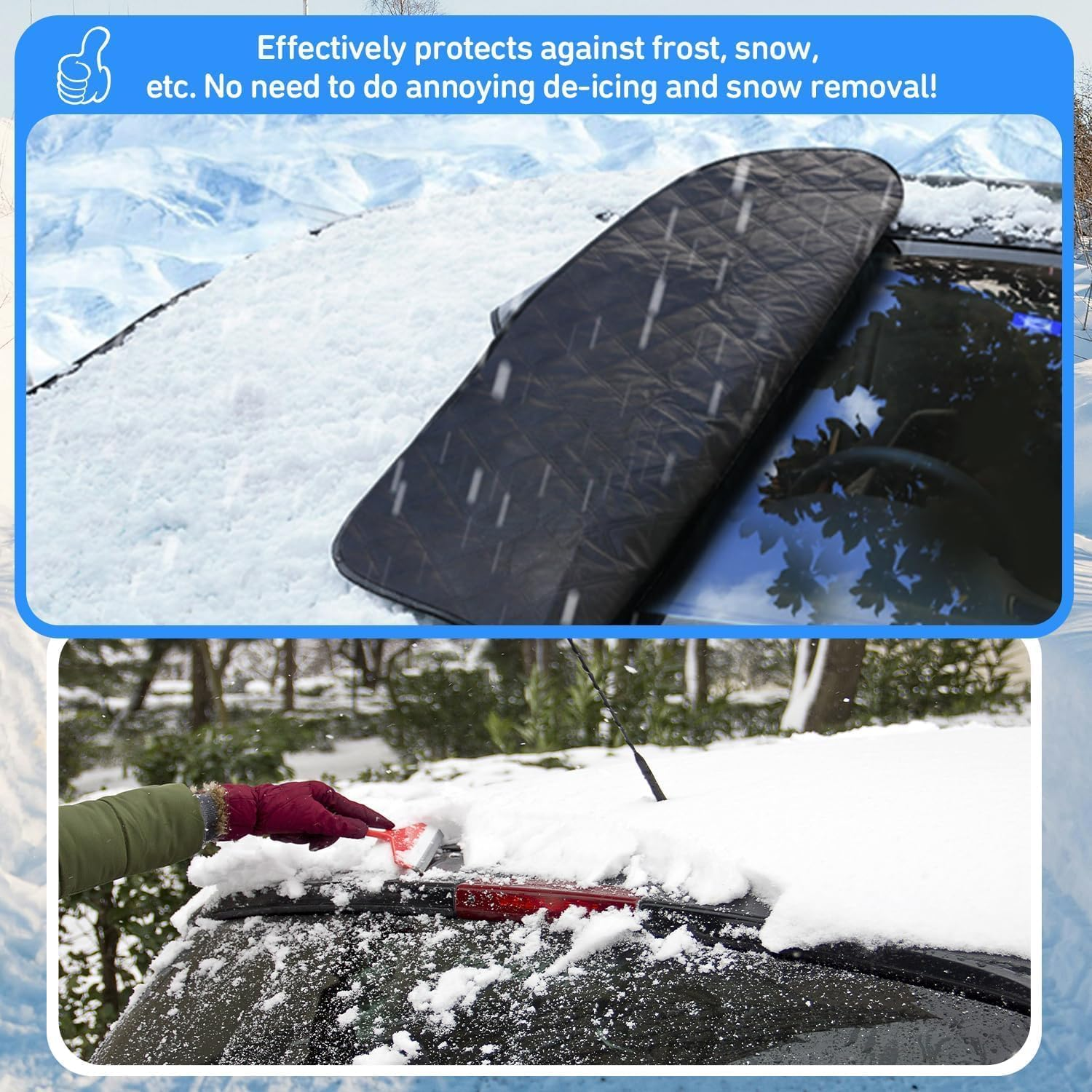 Car Windshield Snow Cover, Winter Frost Protection for Any Weather, Block Fallen Leaves Frost Protector, Front Window Automotive Covers for Car SUV Trucks image number 5
