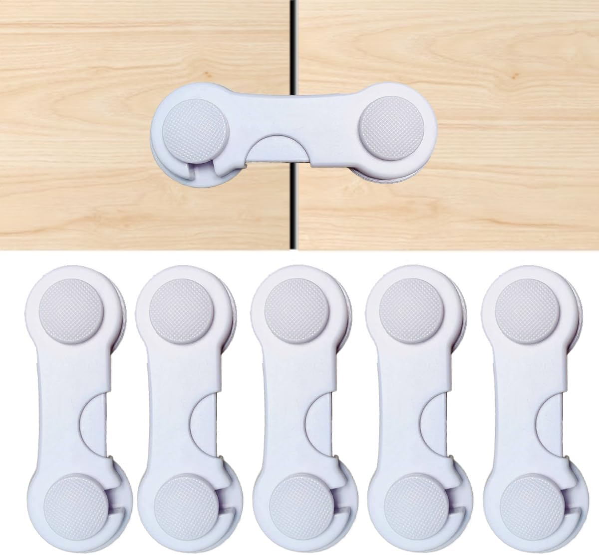 Cabinet Door Locks for Baby Proof and Child Safety, 5 Pack Cabinet Locks with Adhesive for Drawer Cupboards Fridge Closet and Pantry, Childproof Door Latch (Color White - 5 PCS) image number 6