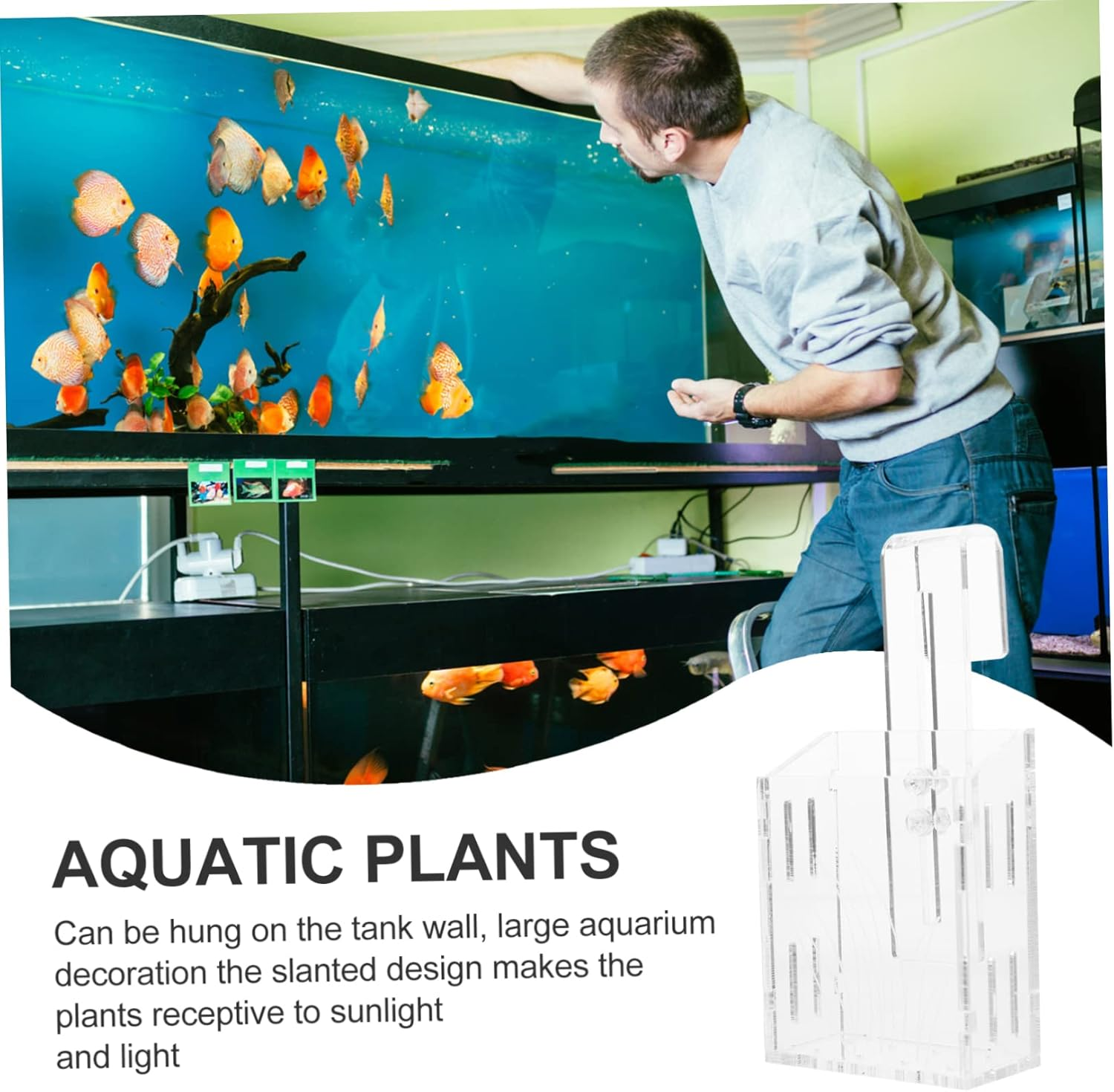 HANABASS Acrylic Aquarium Fish Tank Planter with Hook Small Hanging Water Plants Holder Creative Submersible Planting Cup for Hydroponics and Aquatic Pets