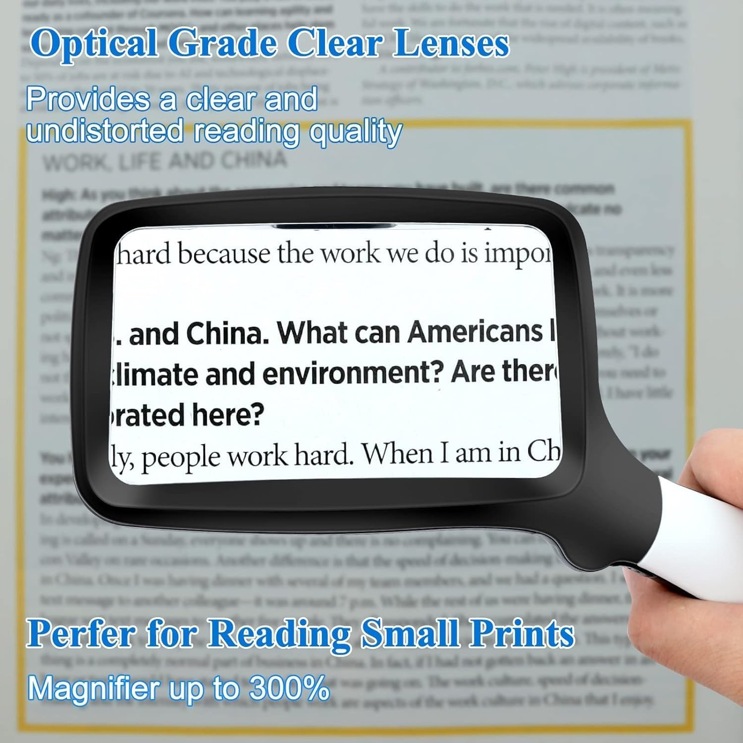 Lh-Large Hand Magnifying Glass Handheld Folding Reading Magnifier 3X Magnification with 5 Dimmable Leds Ideal for Reading Small Prints, Book image number 3