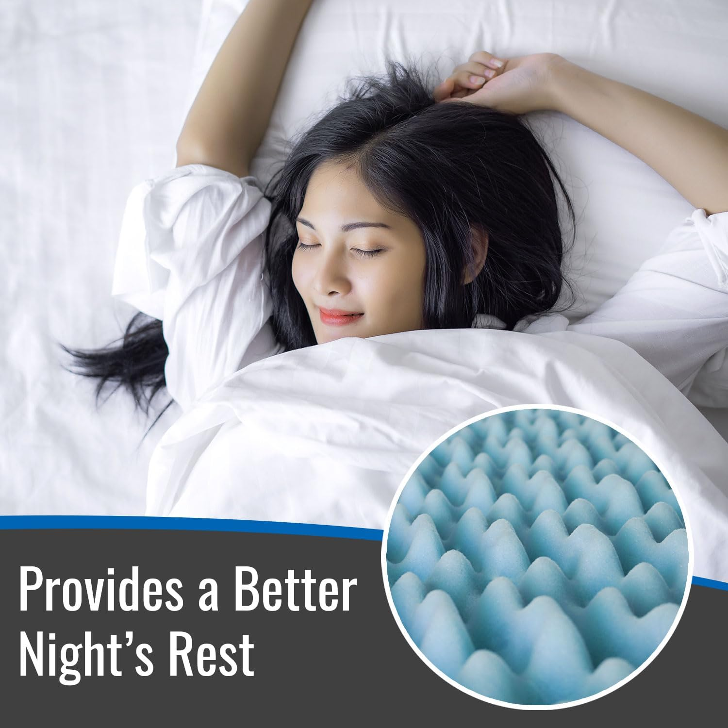 DMI Convoluted Foam Bed Pad Mattress Topper, Made in the USA, Hospital Size 33 X 76 X 4 Inches, Blue image number 2