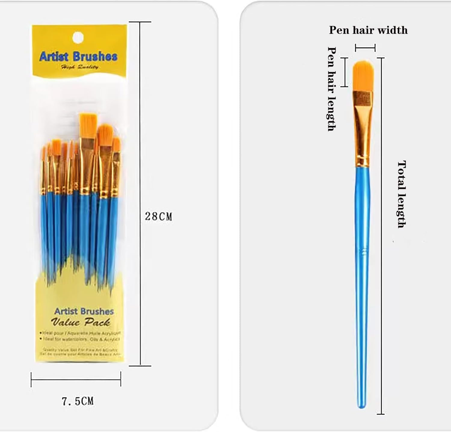 Paint Brush Set Plastic Art Painting Watercolor Painting Brush Oil Painting Brush (Blue) image number 3