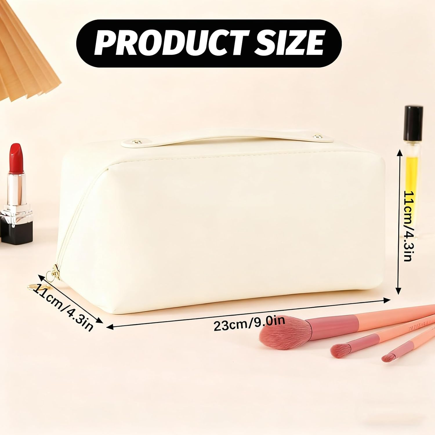 Cosmetic Bag, Extra Large Waterproof Makeup Organizer, High-Quality PU Travel Toiletry Bag for Women, Spacious Multi-Compartment Storage Pouch for Cosmetics, Skincare, Brushes, and Essentials (White) image number 1