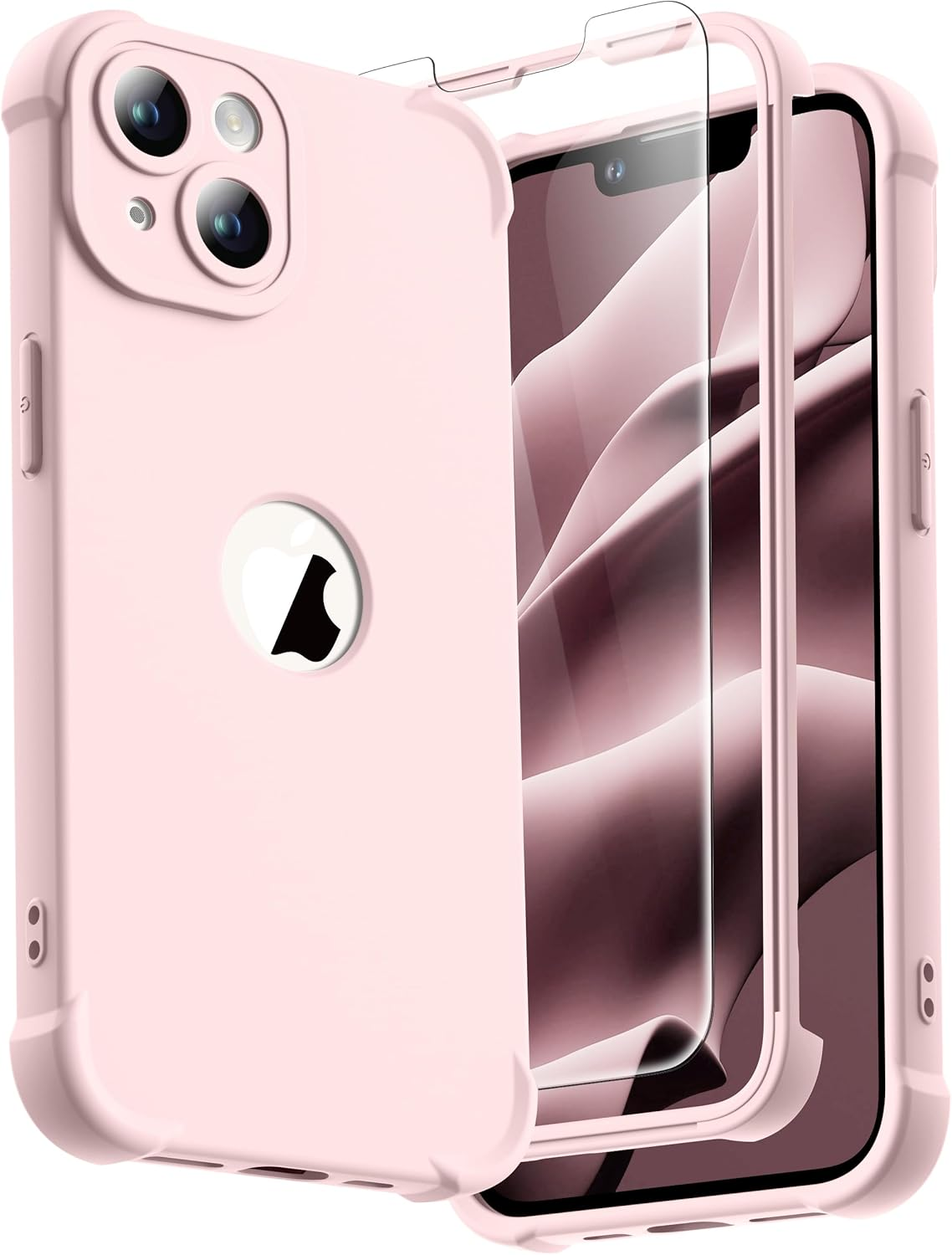 ORETECH Designed for Iphone 14 Case with [2 X Tempered Glass Screen Protector] [Shockproof Protective] Soft TPU Silicone Phone Case for Iphone 14 Case-6.1''Rosegold
