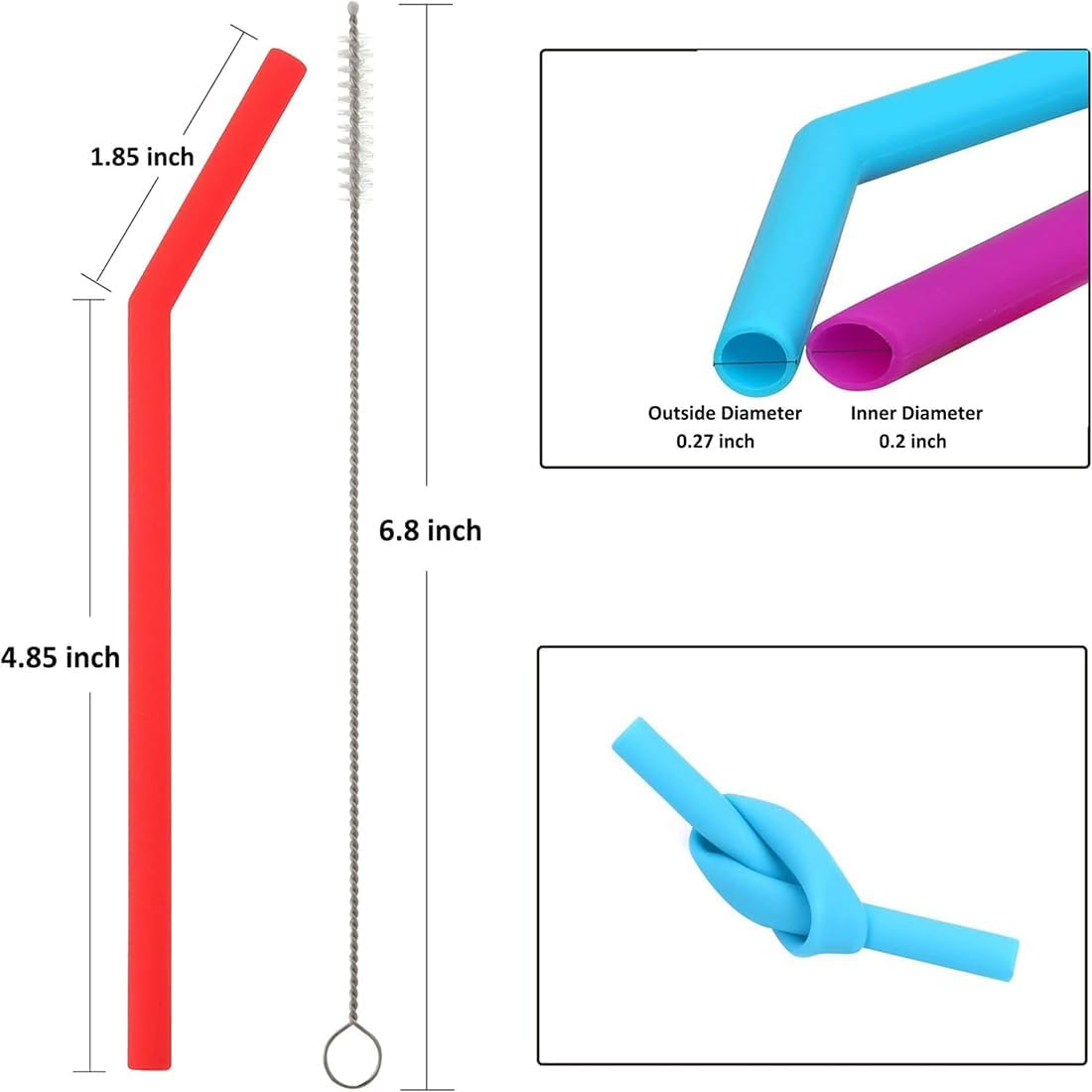 12Pcs Reusable Silicone Straws, Colorful Flexible Short Drink Straws, Reusable Drinking 6.7" Straws for 6-12 Oz Yeti/Rtic/Ozark Tumblers, Flexible Silicone Straws with 4 Cleaning Brushes image number 5