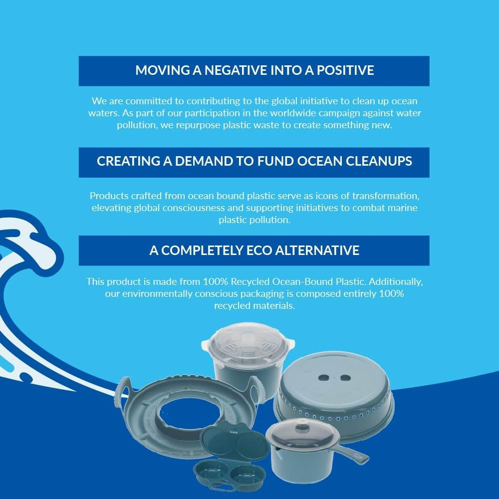 White Magic Ocean Bound Recycled Plastic Microwave Saucepan with Lid &ndash; 600Ml Capacity, Dishwasher & Freezer Safe, Bpa-Free, Microwave Safe, Splash-Proof Lid &ndash; Ideal for Soups, Stews & Leftovers image number 1