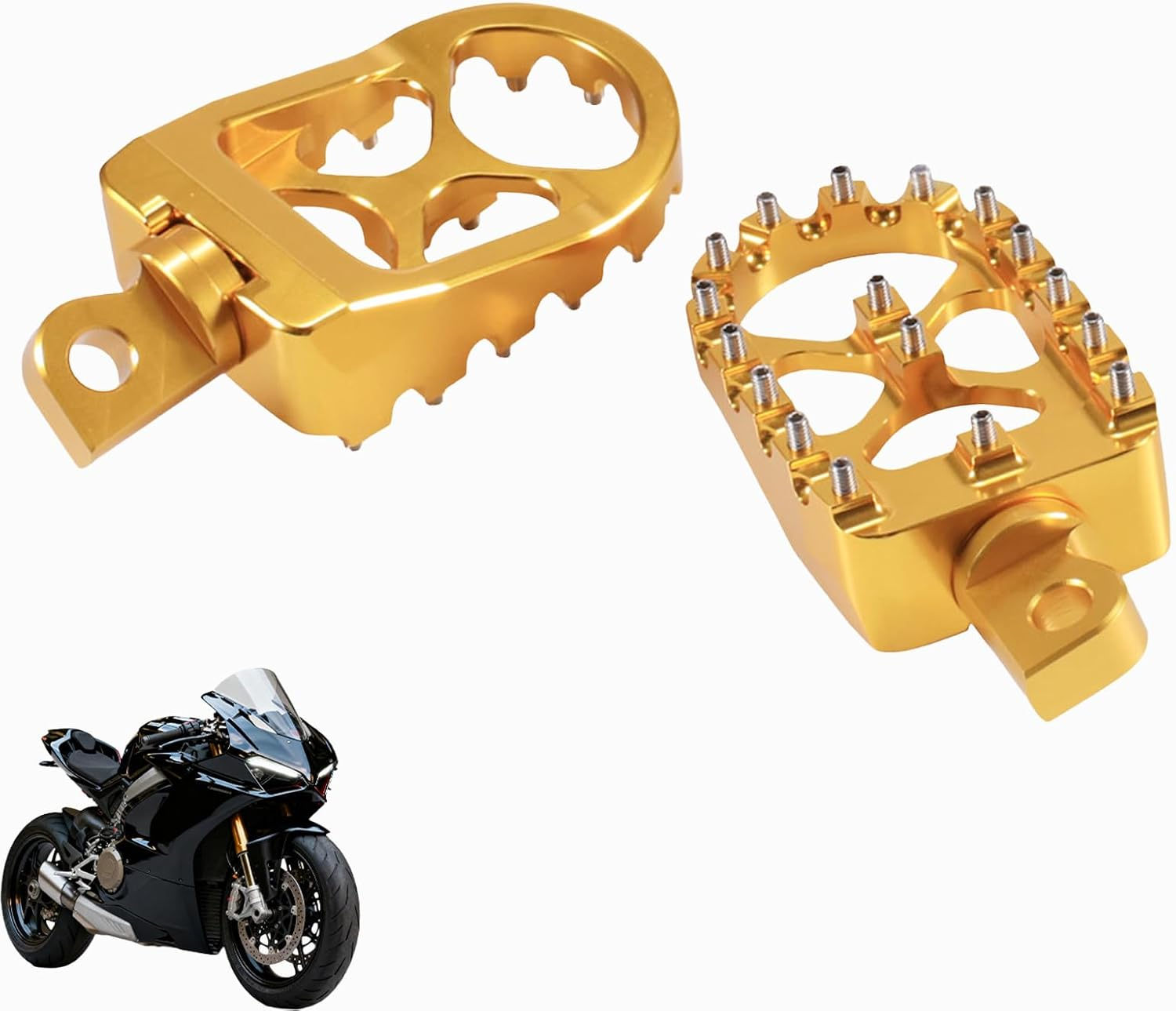 2Pcs for Harley-Davidson 883 Dyna Sportster Fatboy Pedals, Wide 360&deg; Rotating Anti-Slip Pedals, High-Performance Bike Pegs Parts, Off-Road Modified Bikes, Cnc Aluminum Alloy (Gold) image number 1