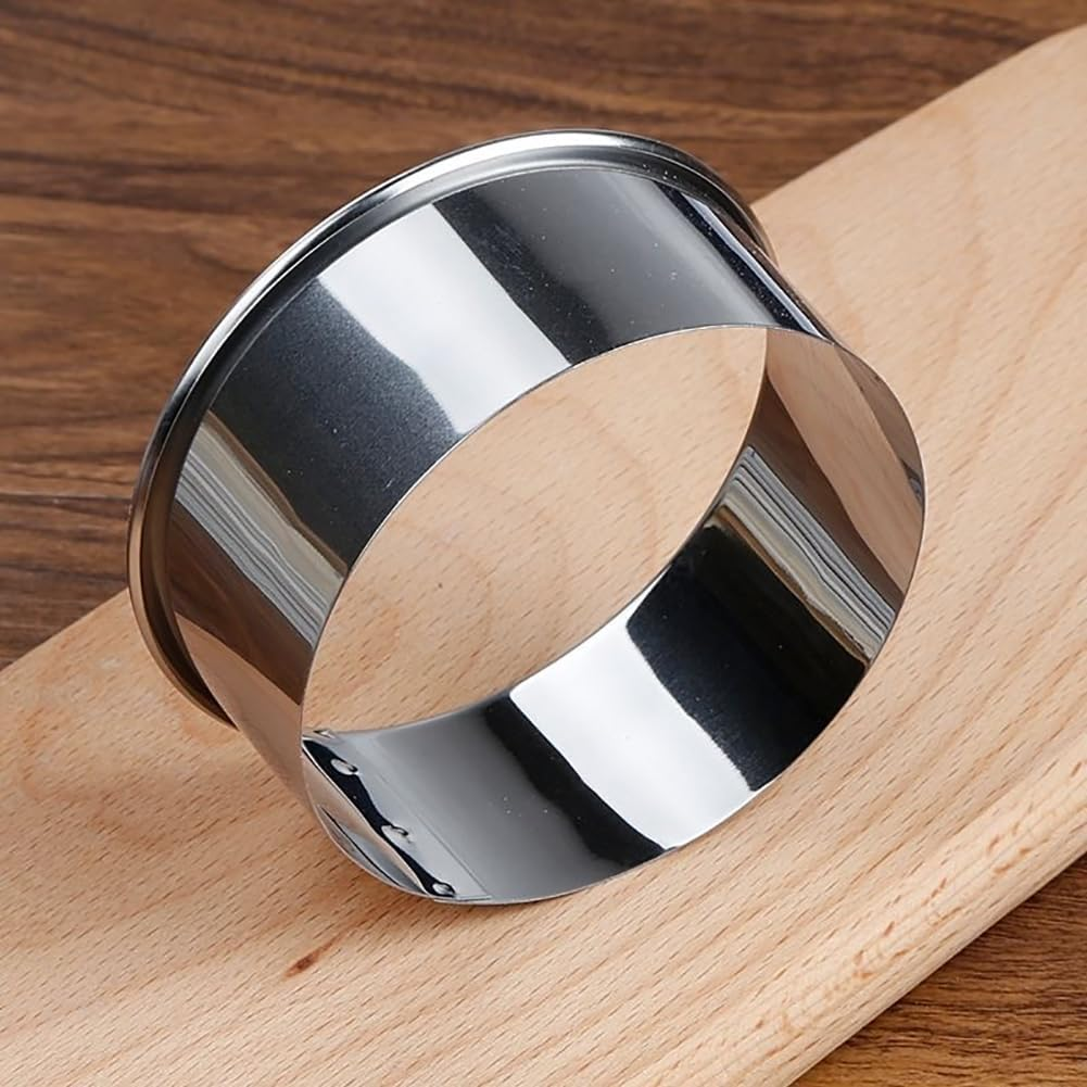 Biscuit Cutters, round Cookie Cutters/Stainless Steel Dumpling Skin Cutters/Cake Pastry Cutters/Cake Cookie Scone Cutters Molds Stamps for Cooking Baking (5Pcs, Plain Edge) image number 1