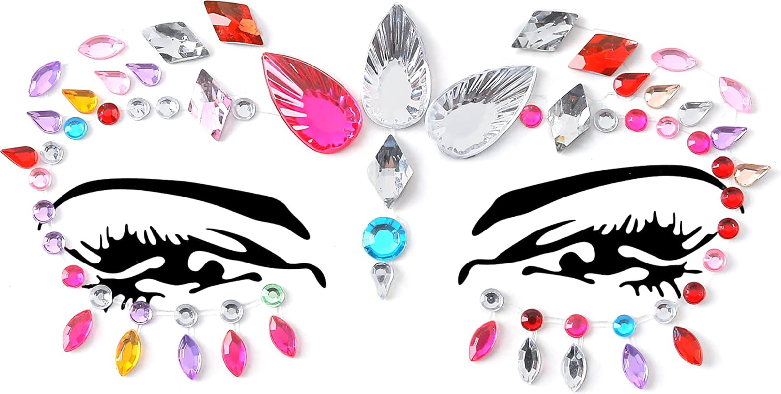 Face Gems Adhesive Glitter Jewel Tattoo Sticker Festival Gems Rave Party Body Make up (6 PCS MULTI COLORS) image number 5