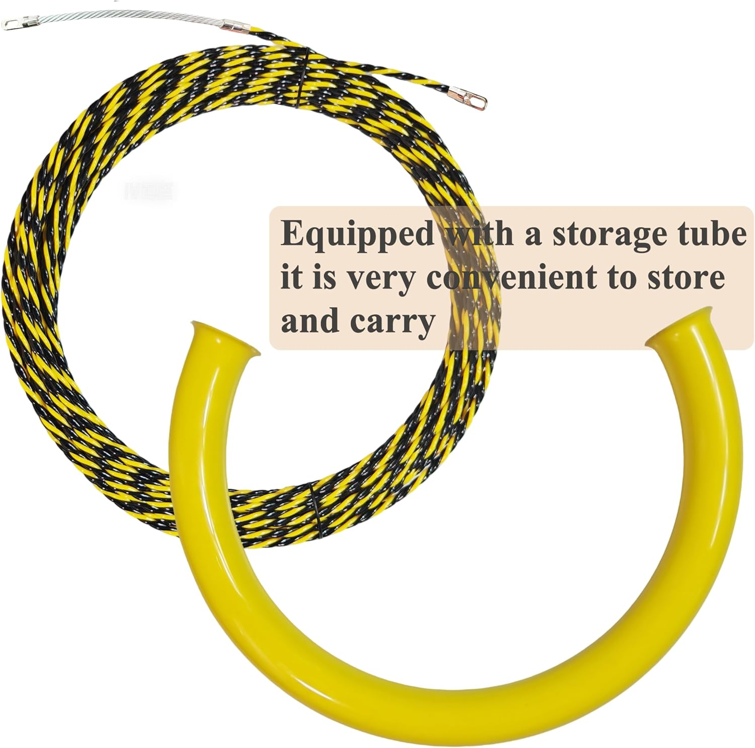 Piowio 20M/65Ft Fish Tape with Storage Tube Wire Guider Wire Threader Cable Puller for Electrical Wiring (20M Yellow+Black with Storage Tube) - 20M Red+Black With Storage Tube image number 4