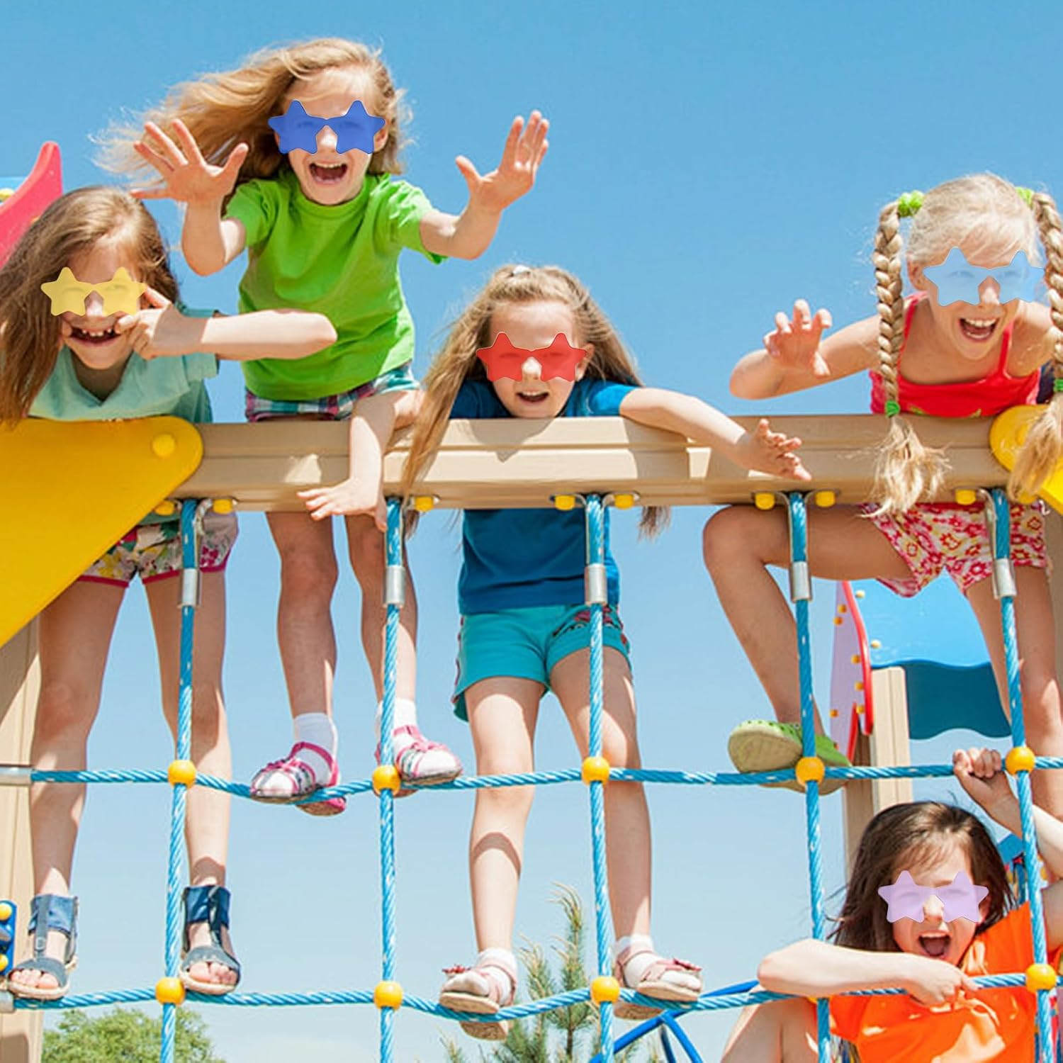 MEIYUETAOSI 15 Pcs Star Sunglasses, Rimless Star Shaped Glasses Clear Color Glasses image number 4