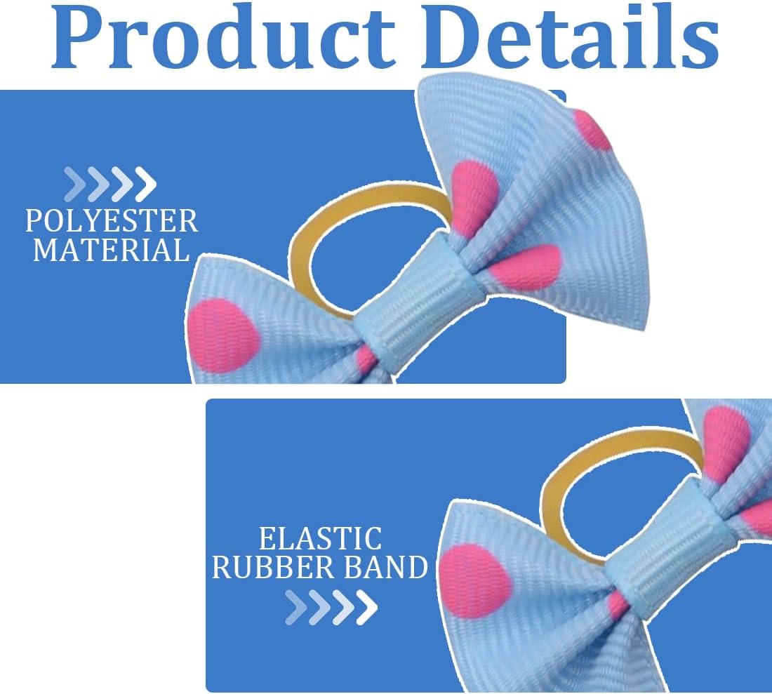 Dog Hair Accessories, Pack of 20 Dog Hair Bows, Dog Hair Accessories, Dog Hair Bows with Elastic Band, Pet Dog Hair Bows for Long Hair Pet, Multicoloured, Random Style image number 4