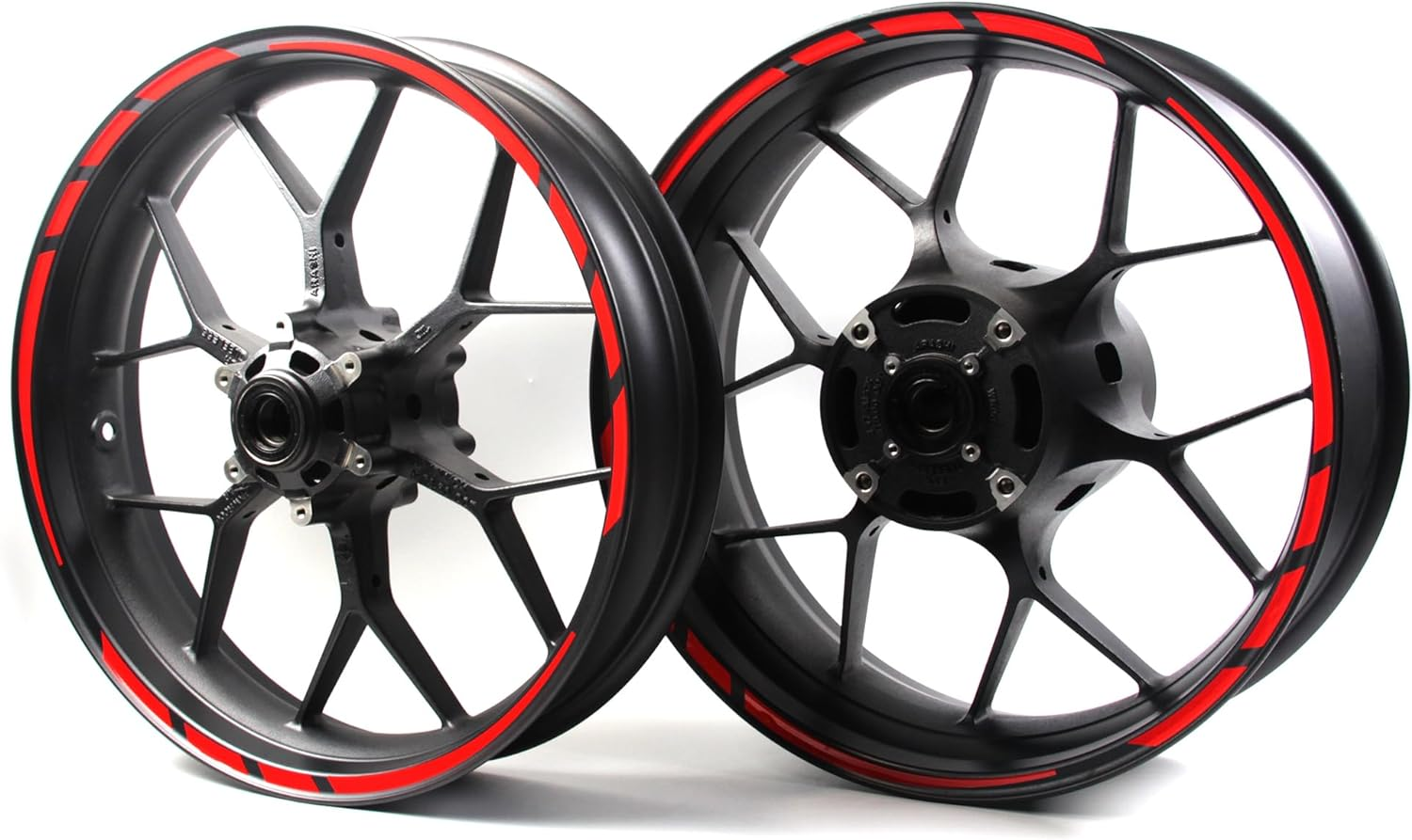 Arashi Red Wheel Rim Tapes Sticker Decal for 17" Motorcycle or Car Wheel Rims CBR1000RR CBR600RR CBR650R MT07 MT09 Daytona 675 Monster Ninja 400 250R 300 GSXR 600 750 1000 YZF R1 R6 S1000RR ZX6R ZX10R image number 1