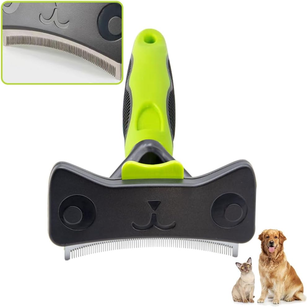 TINY SPARK Dog&Cat Brush for Shedding Curved Blade Self Cleaning Deshedding Brush Dog Undercoat Rake for Short Medium Long Hair(Green,L-11.5Cm) image number 3