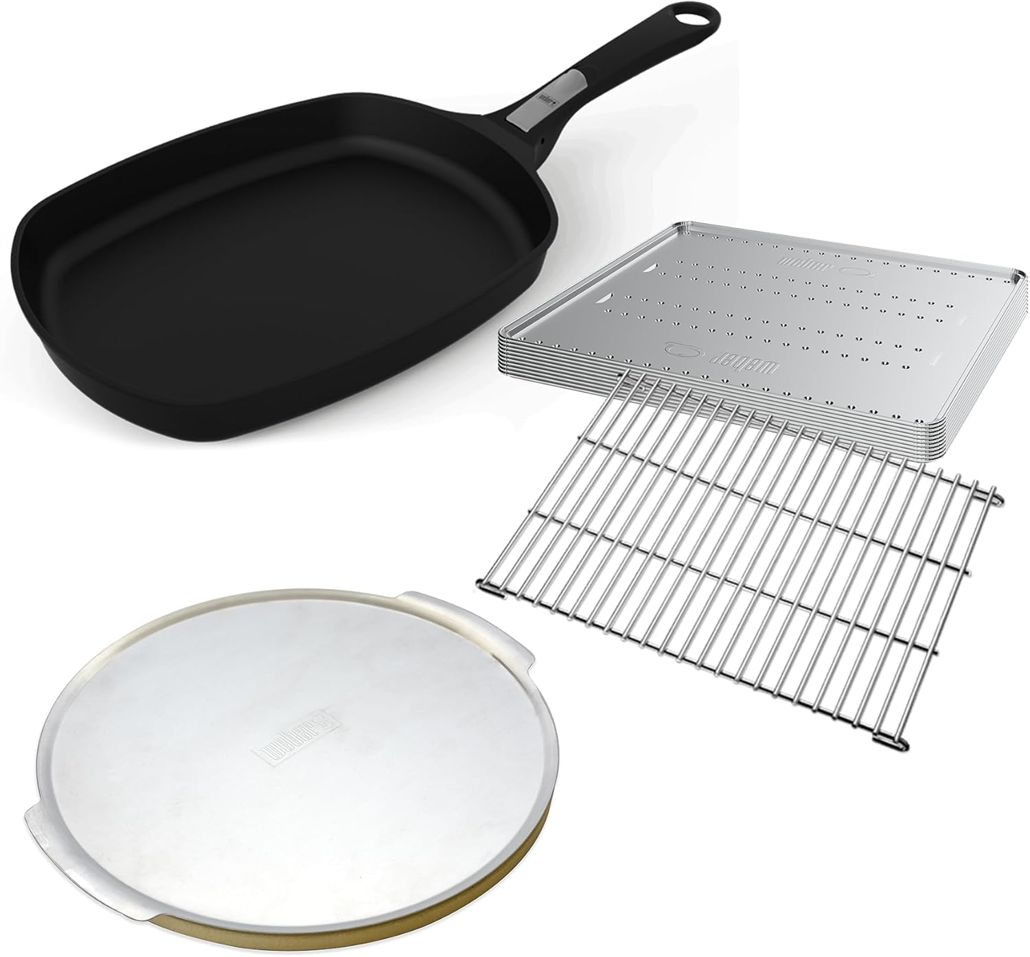 Weber Family Q Starter Pack - Pizza Stone Frying Pan Roasting - Suits Gen 3 Bbqs image number 1