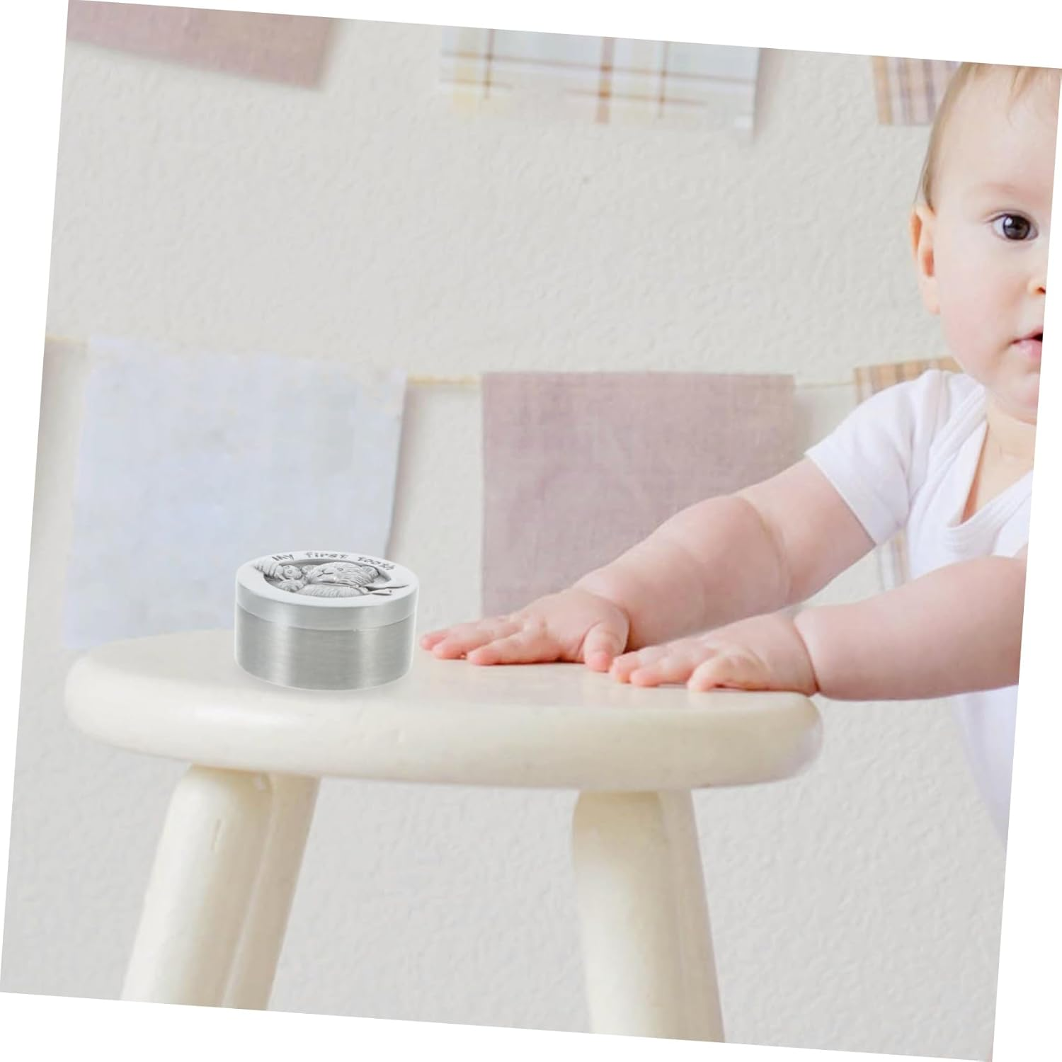 Metal Baby Tooth Keepsake Box for Newborns Cute Tooth Storage Holder for Boys and Girls Unique image number 3