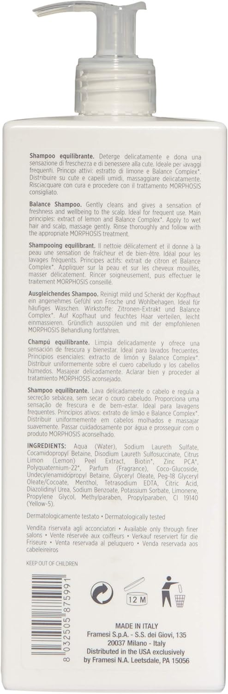 Framesi Morphosis Balance Shampoo 1000Ml image number 1