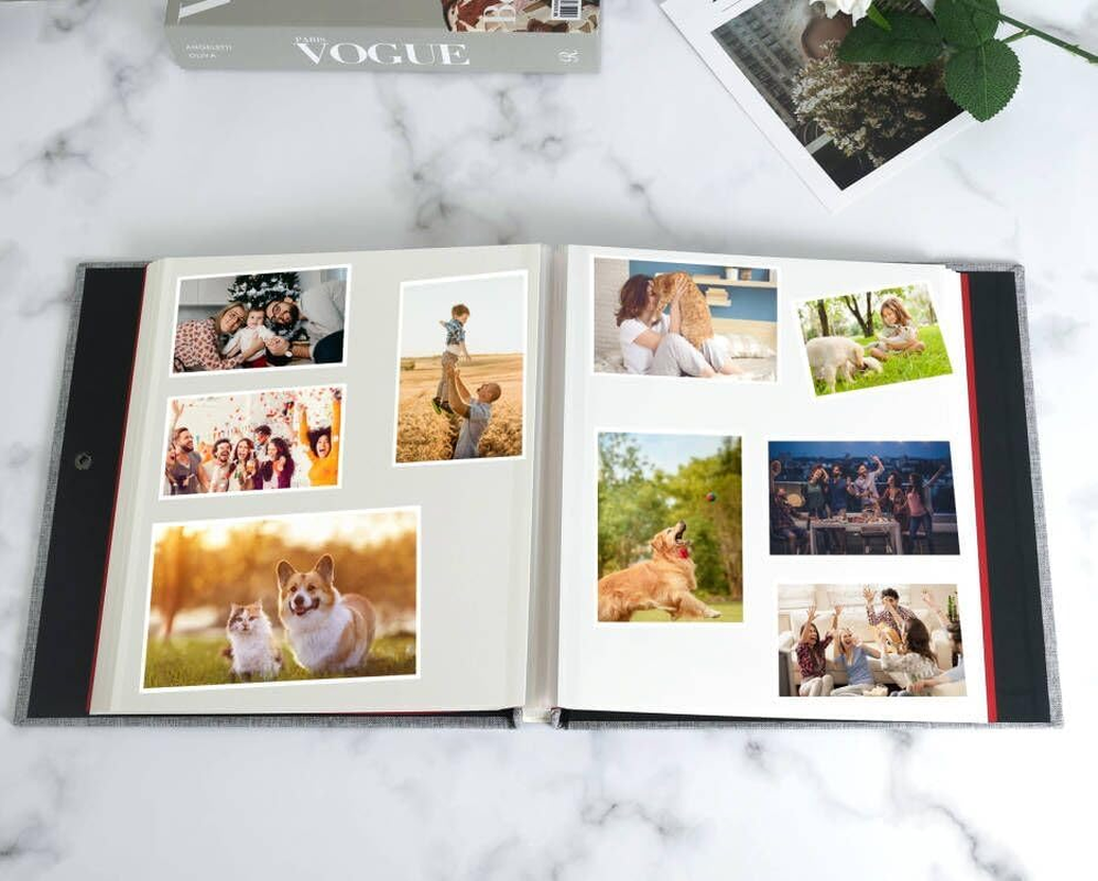 Large Photo Album Self Adhesive 60 Pages with Stickers, DIY Album Scrapbook for 3X5 4X6 5X7 8X10 Pictures (Grey) image number 2