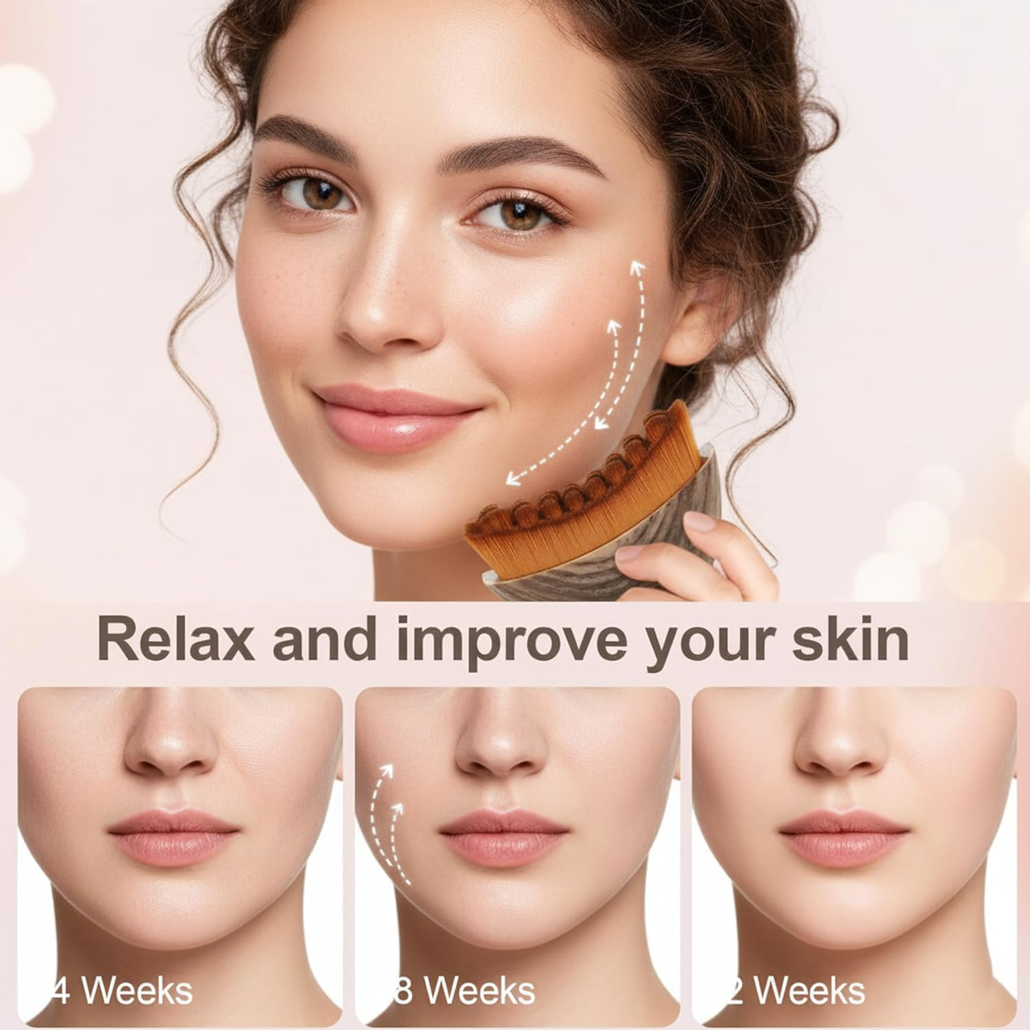 2 Pack Lymphatic Contour Face Brush, Curved Facial Lymphatic Drainage Massager, Natural Makeup Brushes with Durable Soft Bristle,Hypoallergenic Ergonomic Facial Cleansing Brush for Sculpting image number 2