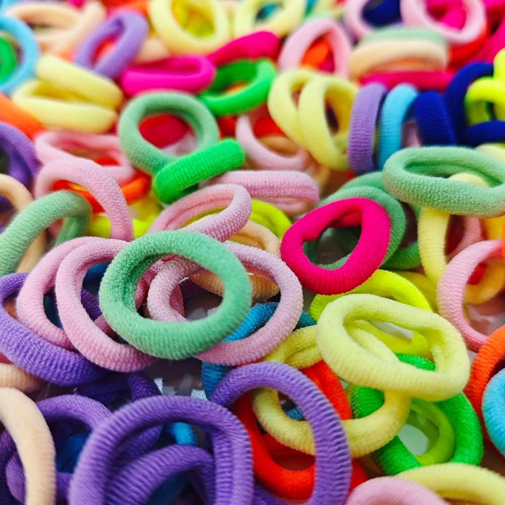 500Pcs Baby Hair Ties, NIANAN Candy Color Hair Rubber Bands 16 Colors Elastic Ponytail Holder Soft Cotton Seamless Hair Ties Colorful Small Hair Accessories for Kids, Newborn Girls, Toddler image number 1