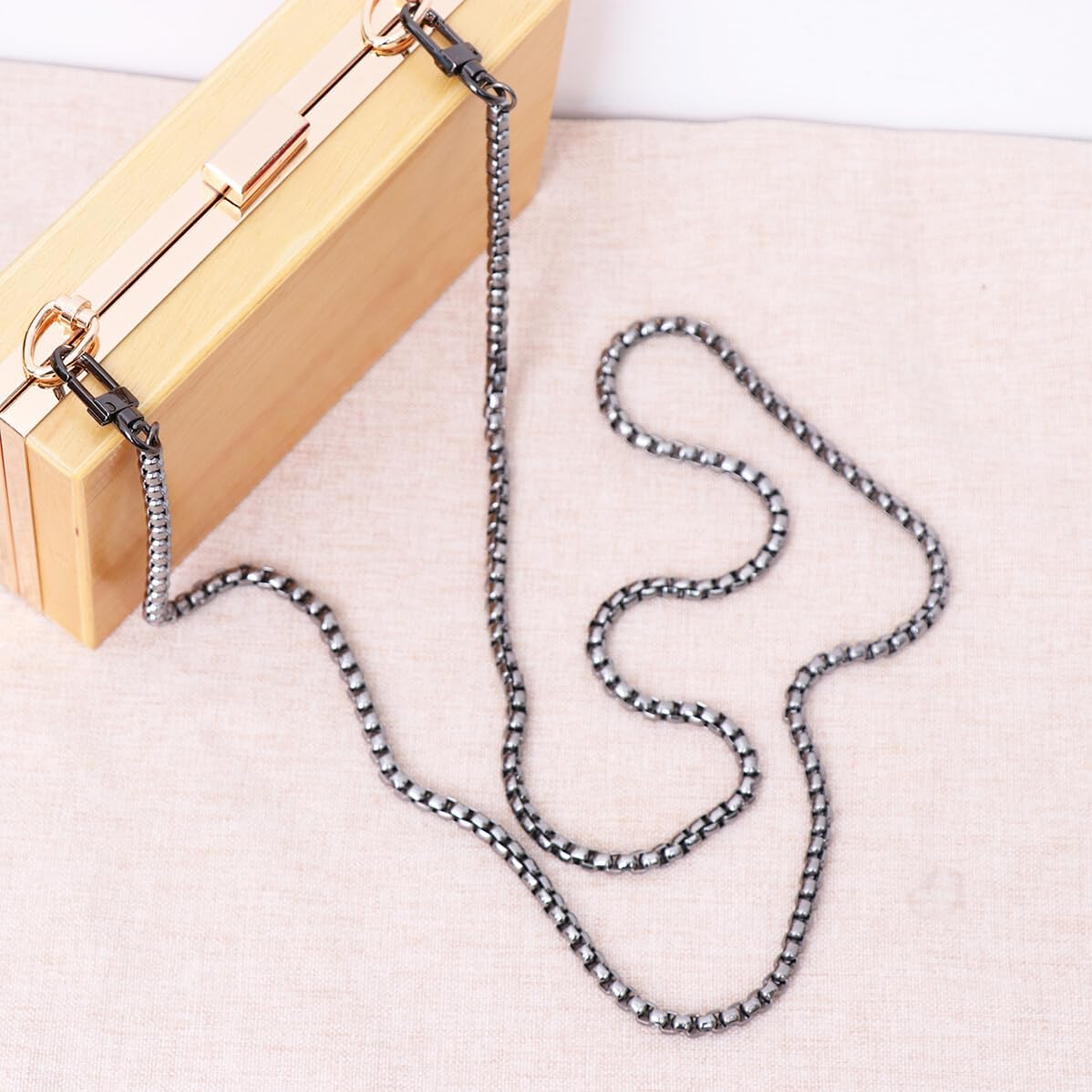 GARIOUANS Metal Crossbody Bag Chain Strap for Women Medium Handbags Iron Material with Alloy Buckles DIY Replacement Shoulder Bag Accessory Black Versatile Chain for Purse and Jeans Belt Use image number 3