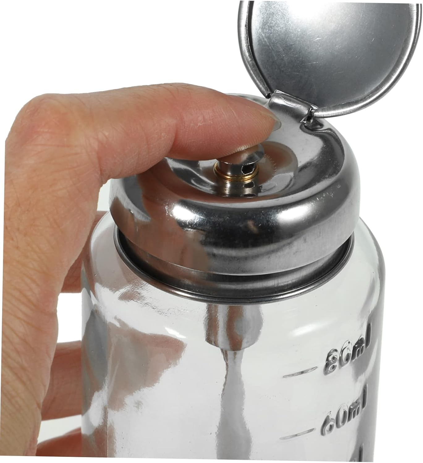 RORPOIR Glass Pump Bottle 3.7 Inch Wide Mouth Pressure Dispenser for Nail Polish Remover Manicure Liquid Portable Refillable Cleaning Container image number 1