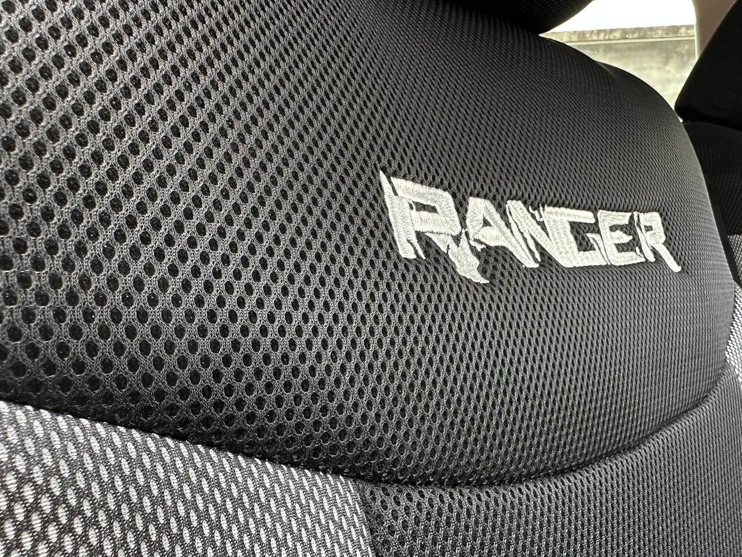 Car Seat Covers for Ford Ranger PX2 PX3 Front Set Metallic Carbon Black Mesh Heavy Duty 2006-2021 Airbag Compatible - Black Full Set image number 3