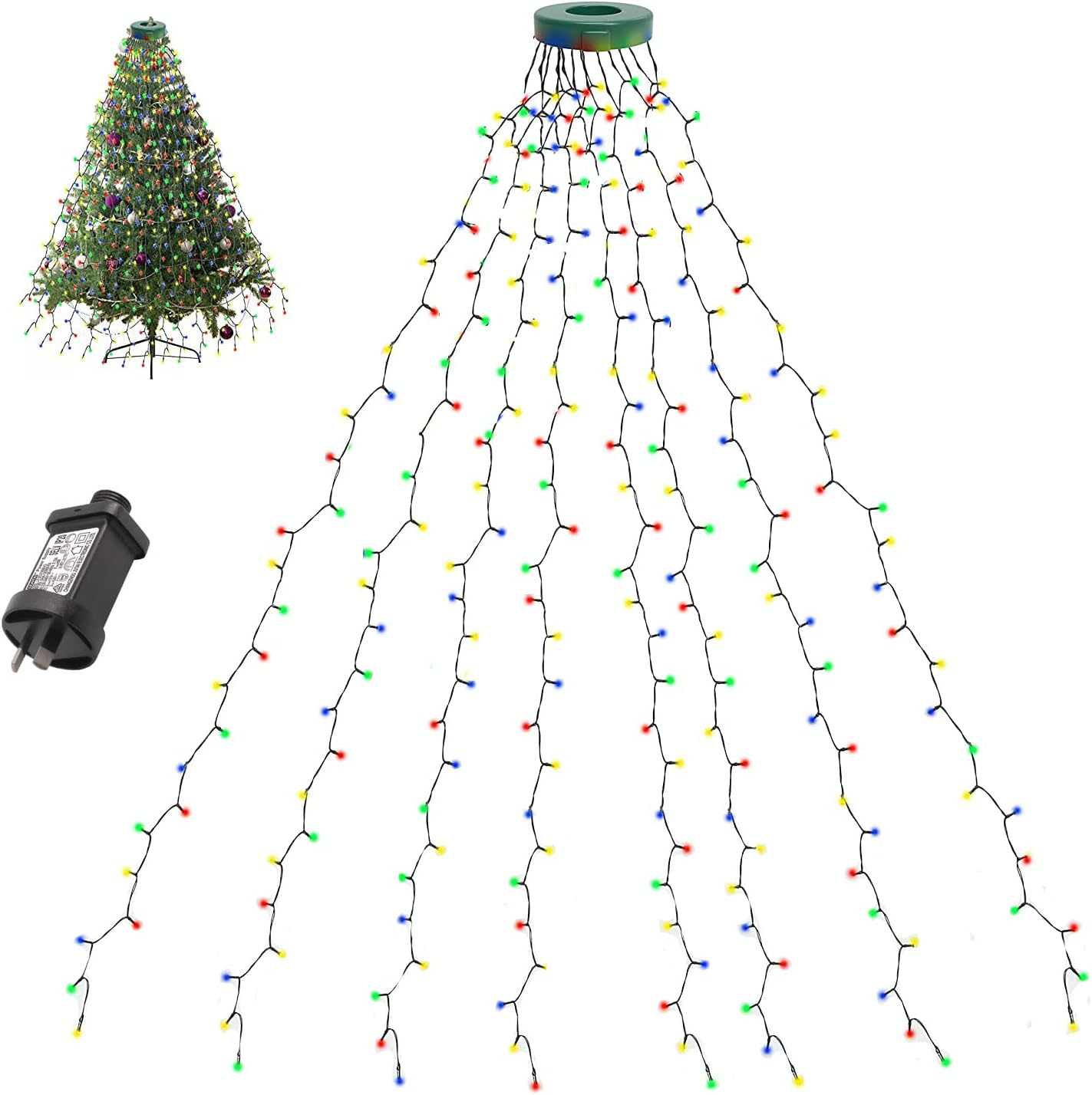 Christmas Tree Lights 280 LED, 2M X 8 Lines Easy to Install Christmas String Lights with 8 Modes, Christmas Decorations Christmas Lights for 1.8M - 2.4M Xmas Tree - Multicolor
