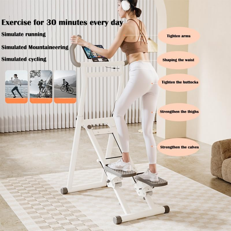 Stair Stepper Folding Vertical Aerobics Appliances Exercise Climber for At-Home Workouts Total Body Exerciser with Handle 242LBS Load with Pedal/Stand/Cup Holder, Step Angle Adjustable image number 5