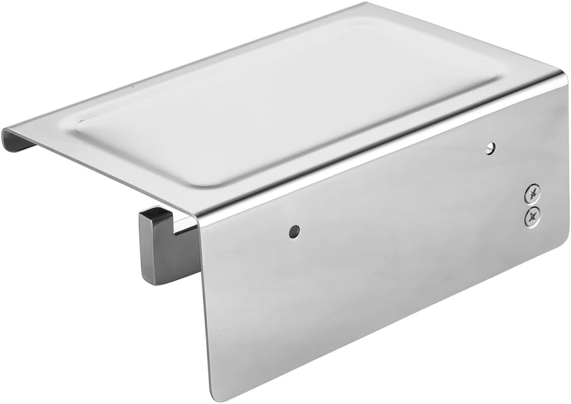 Breikuth Toilet Paper Holder with Shelf Toilet Paper Storage Bathroom 304 Stainless Steel Square (Type 1-Chrome)