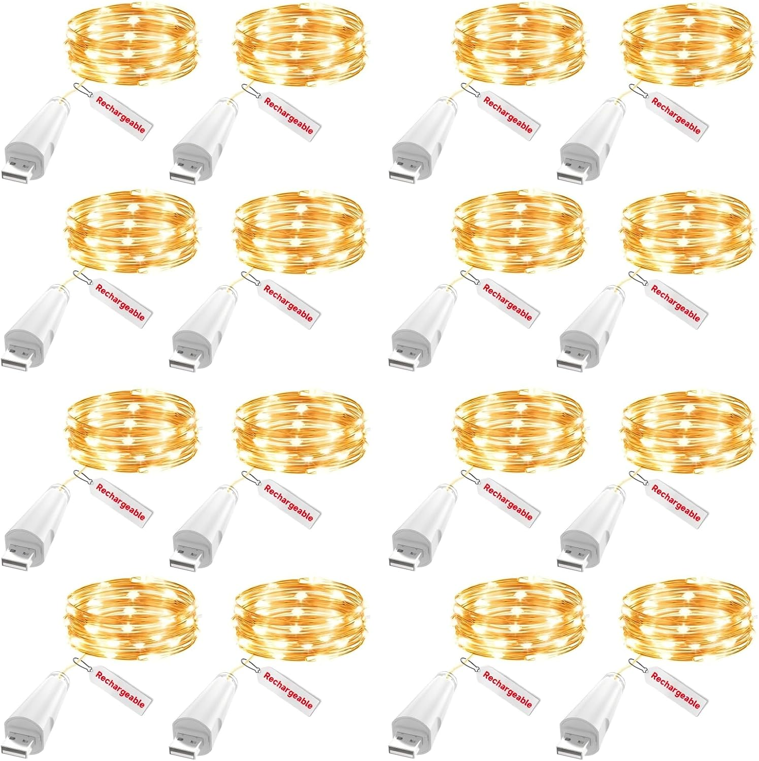 OUSMIN 20 LED Rechargeable Fairy Lights Battery Operated Mason Jar Wedding Table Decoration Christmas