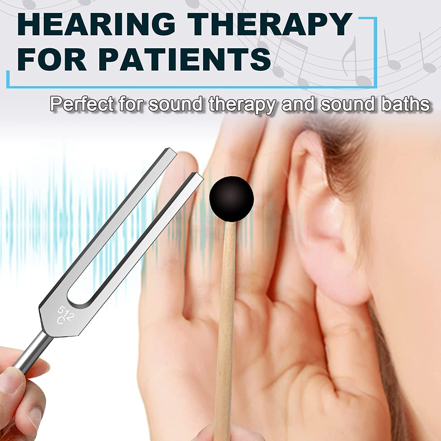 Tuning Fork, Tuning Fork Medical, Tuning Fork Set of 3Pcs Tuning Fork 128Hz and 512Hz 256Hz, Tuning Fork and Reflex Hammer Set for Healing/Chakra/Sound Therapy, Buddhists Yoga Teacher