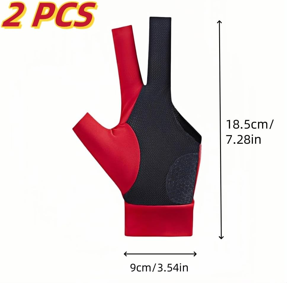 2 Pcs Billiards Glove,Pool Gloves for Left Hand,Shooter Cue Snooker,Breathable,For Women Men Billiard Protect Sports Accessories