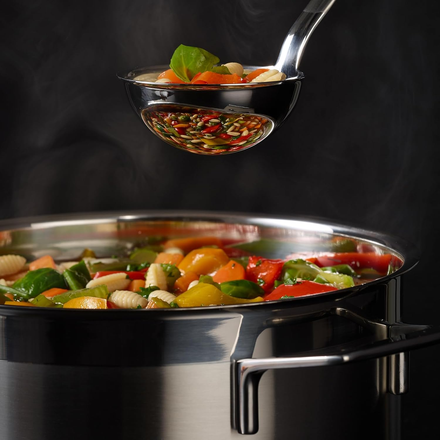 R&ouml;sle Stainless Steel round Handle Ladle with Pouring Rim, 5.4-Ounce