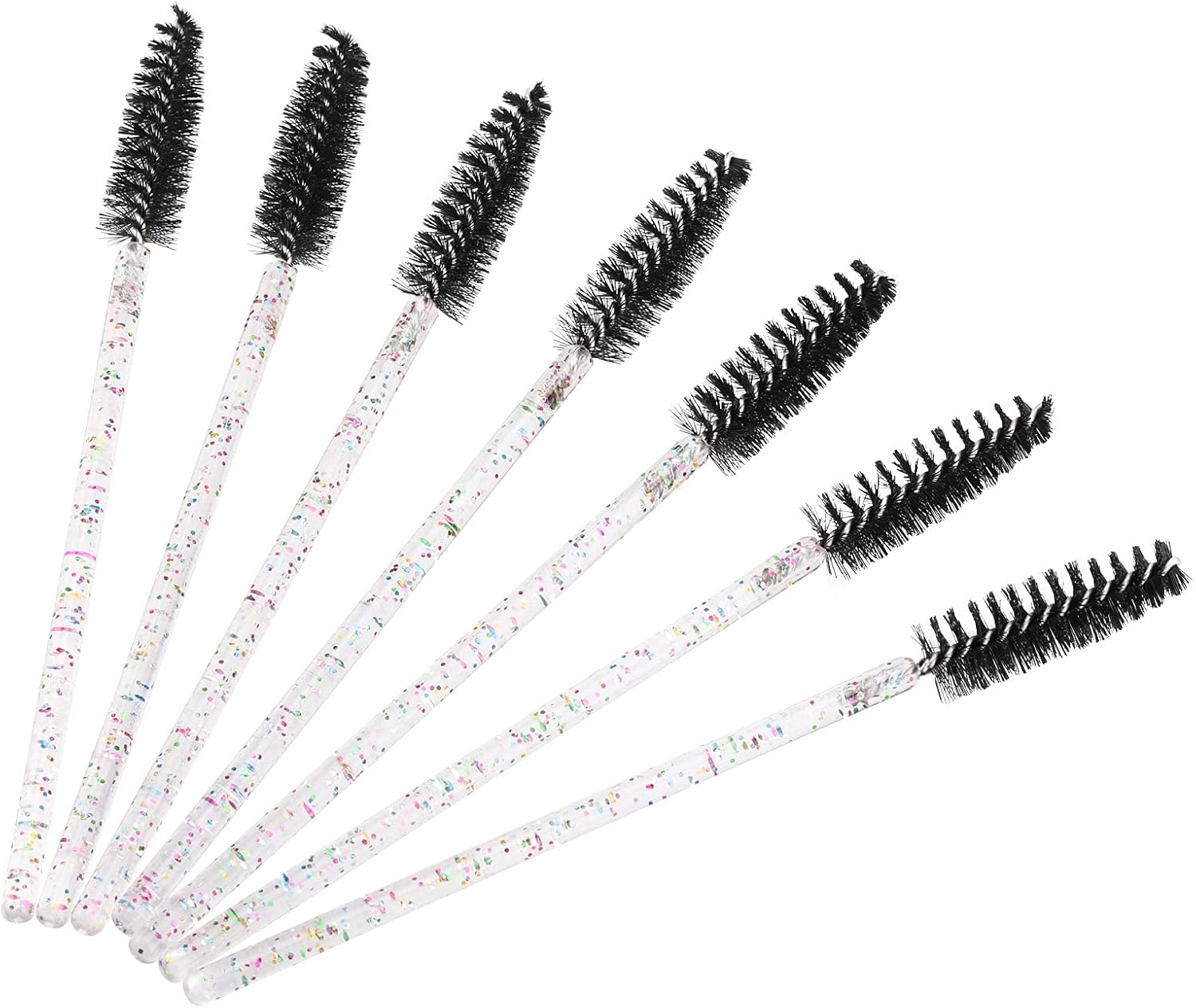 100 Pcs Crystal Eyelash Mascara Brushes Wands Applicator Makeup Sticks Disposable Eyebrow Spoolie Brush - Black - Crystal-Pink image number 4
